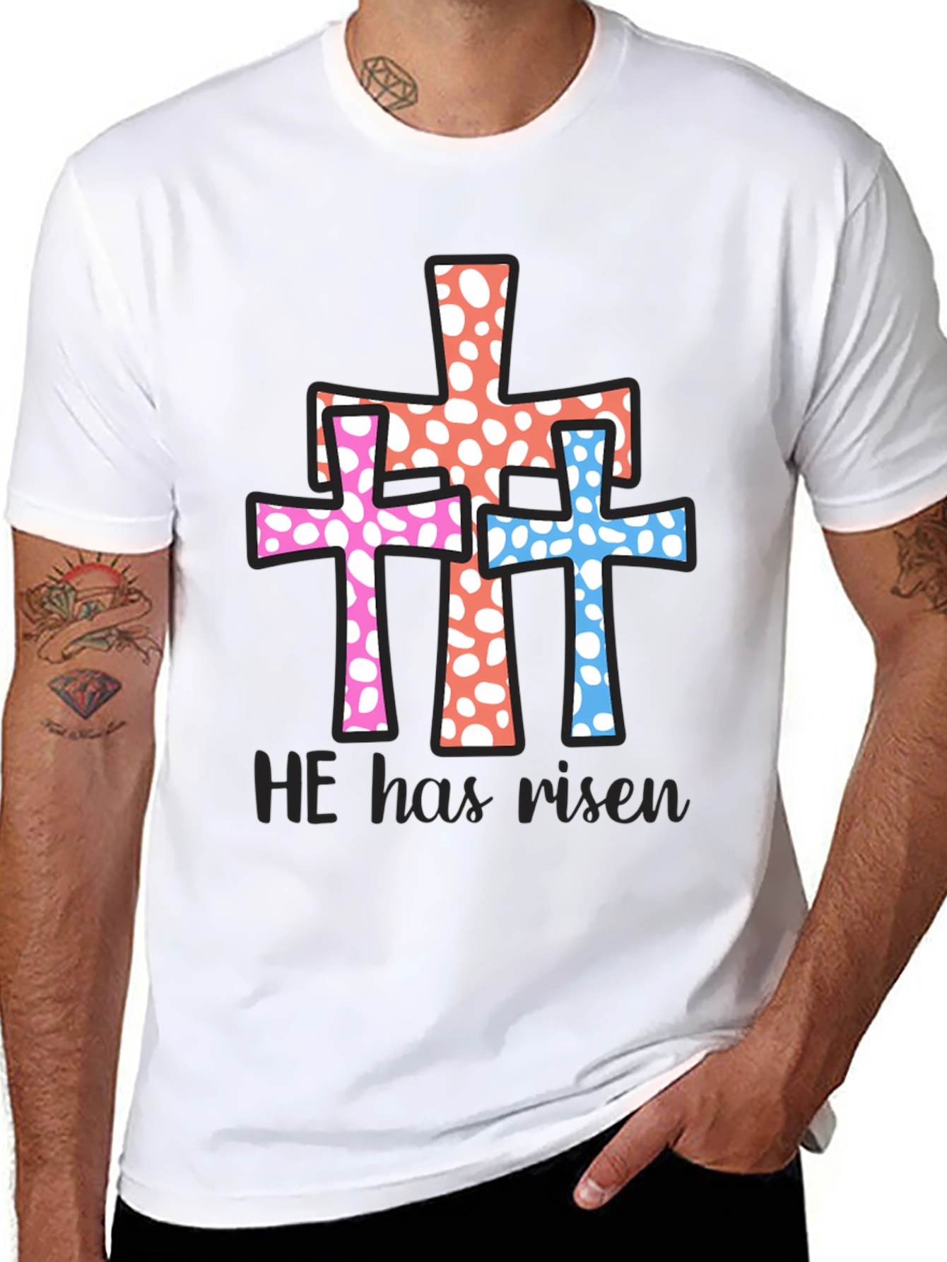 He Has Risen Easter Cross Graphic Tee