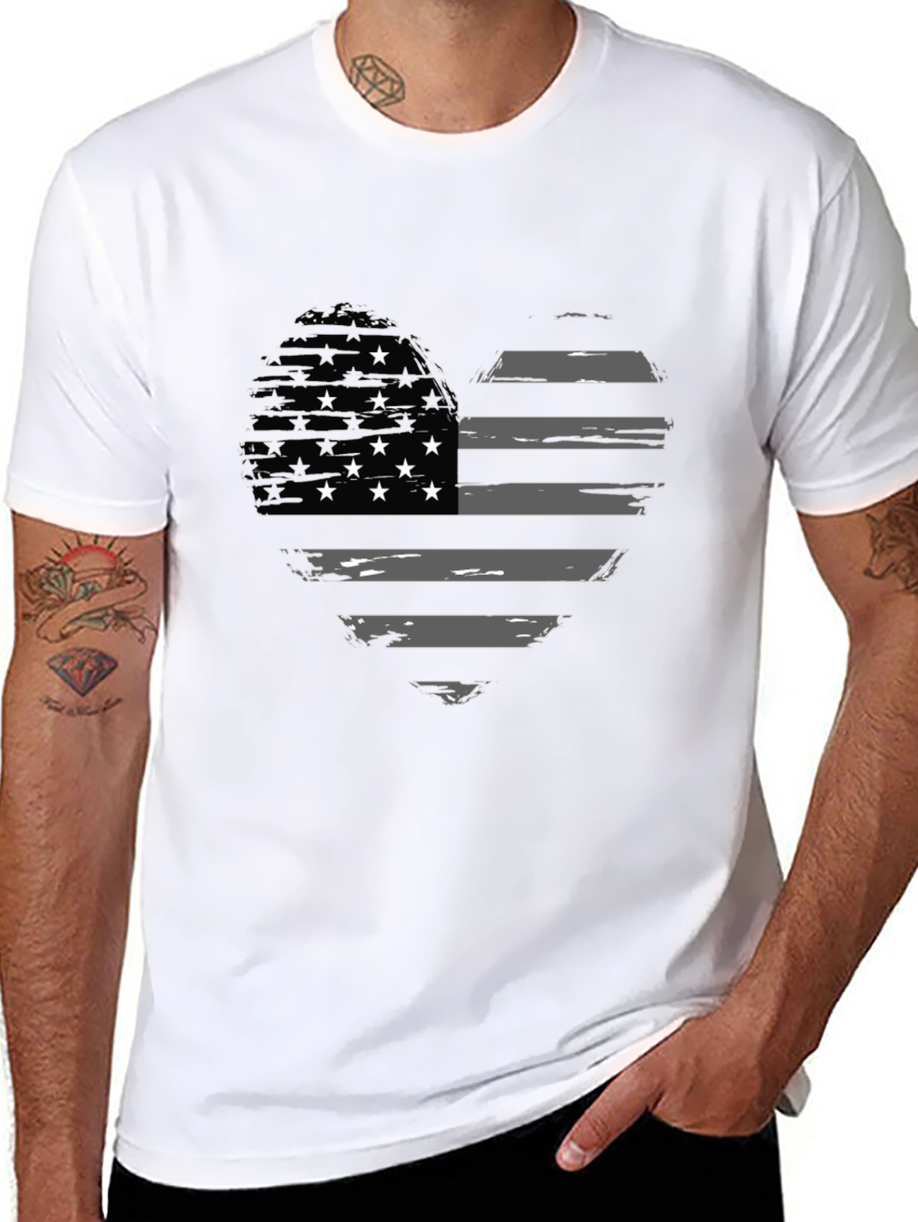 American Flag Heart Graphic T-Shirt