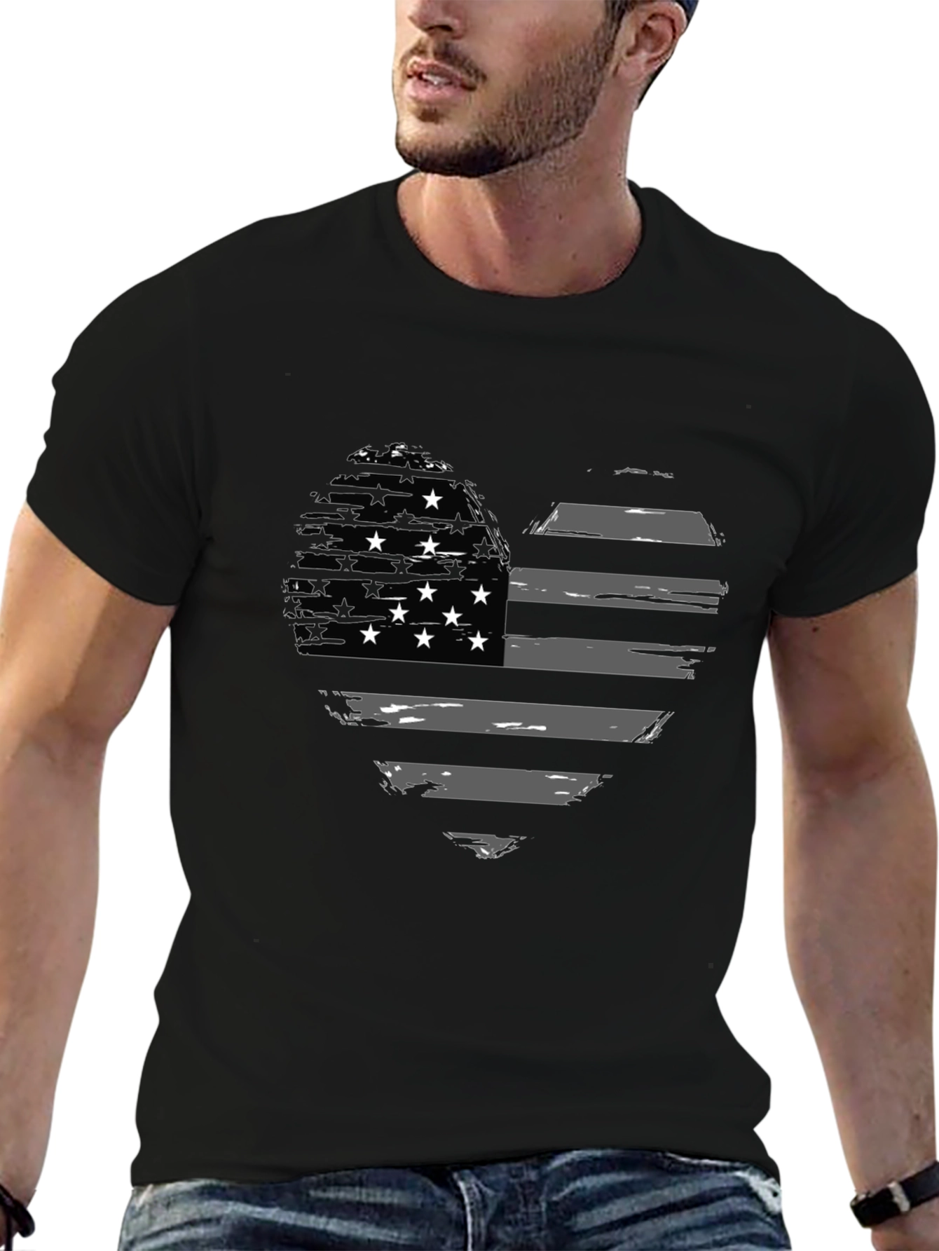 American Flag Heart Graphic T-Shirt
