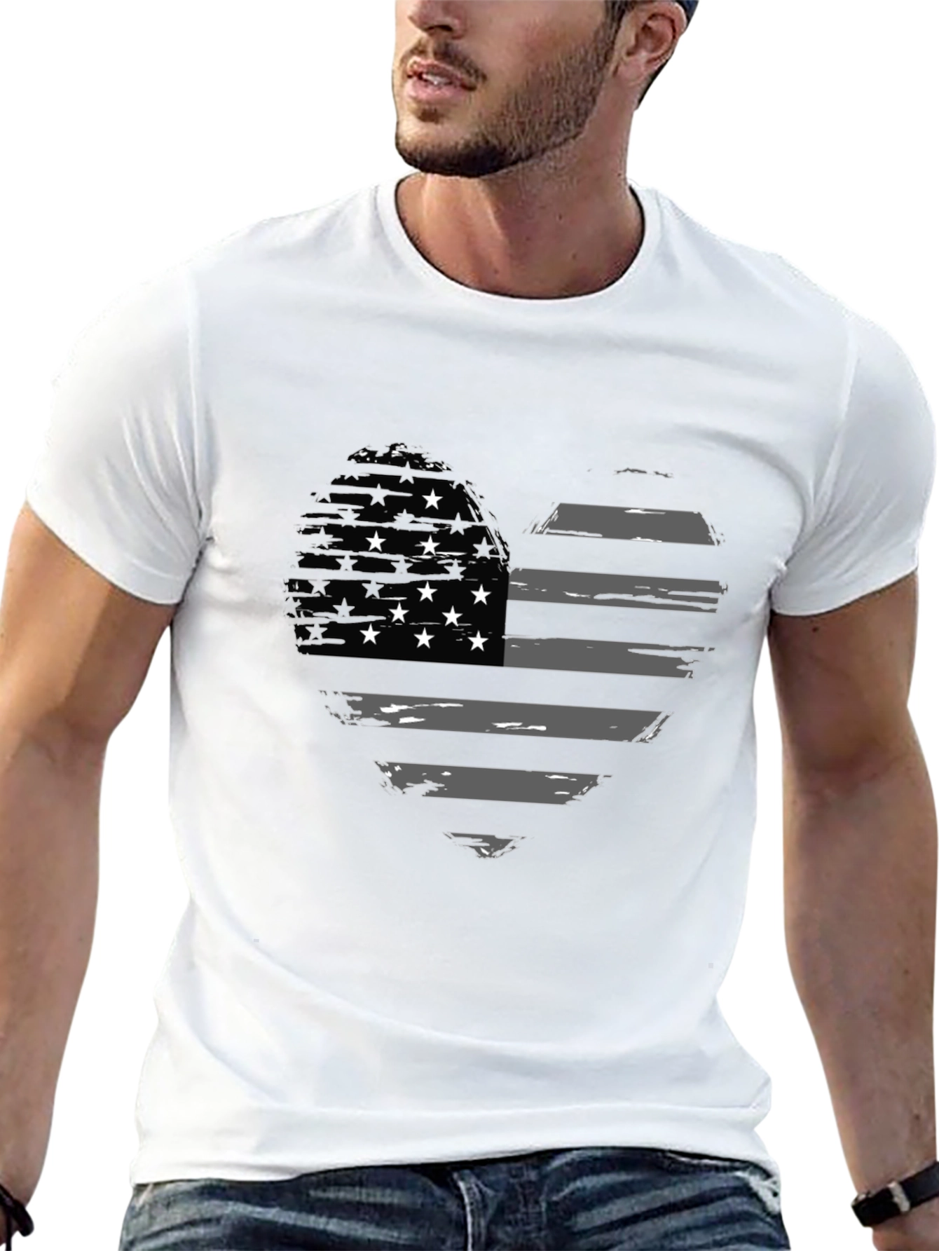 American Flag Heart Graphic T-Shirt