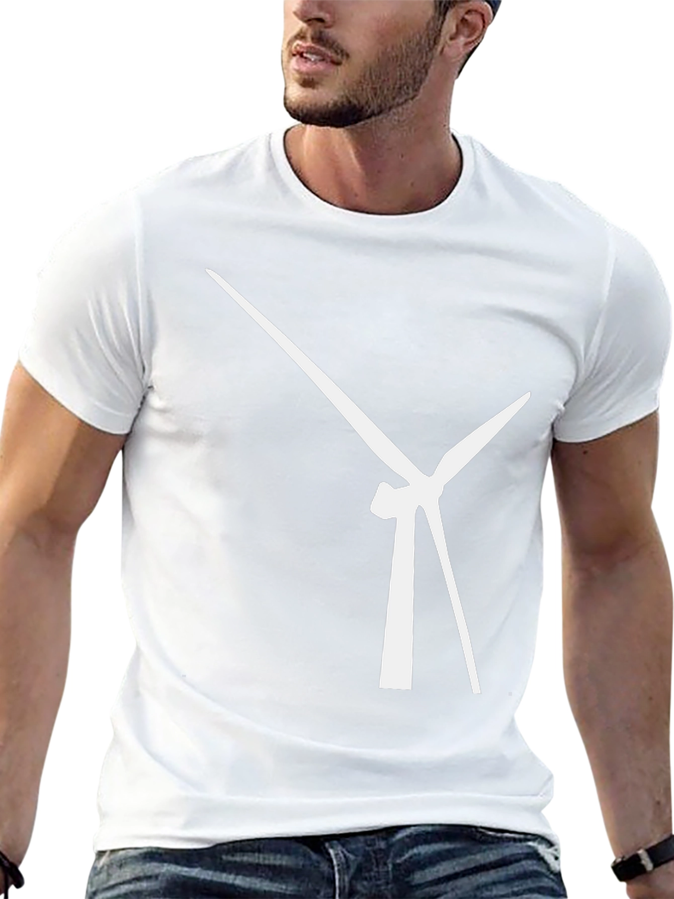 Modern Wind Turbine Graphic Tee - Black