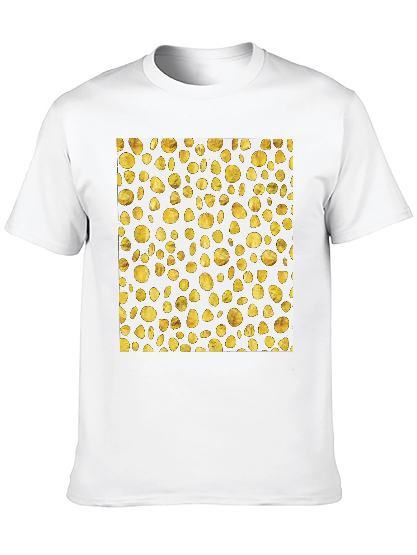 Golden Spots Pattern Black T-Shirt