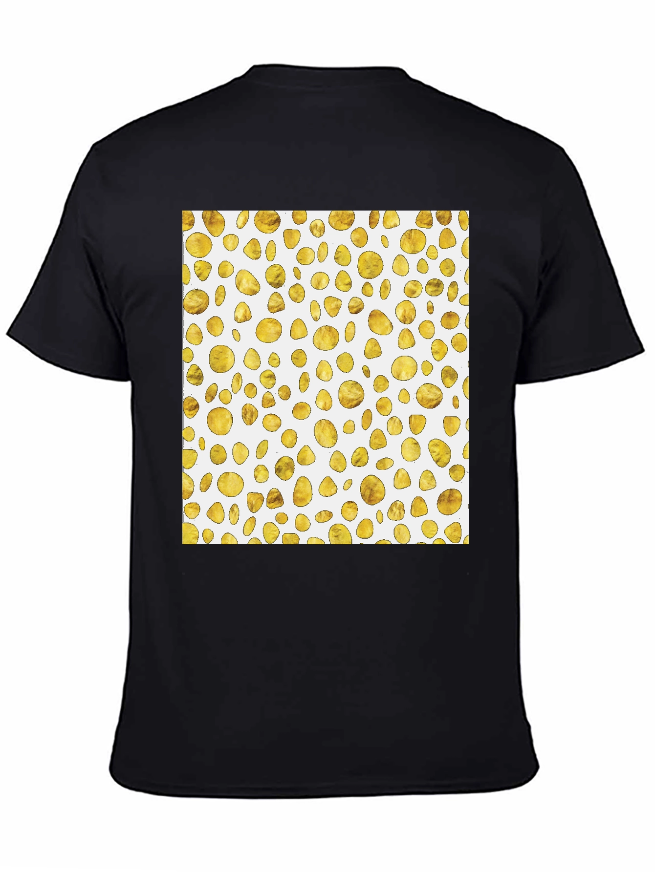 Golden Spots Pattern Black T-Shirt