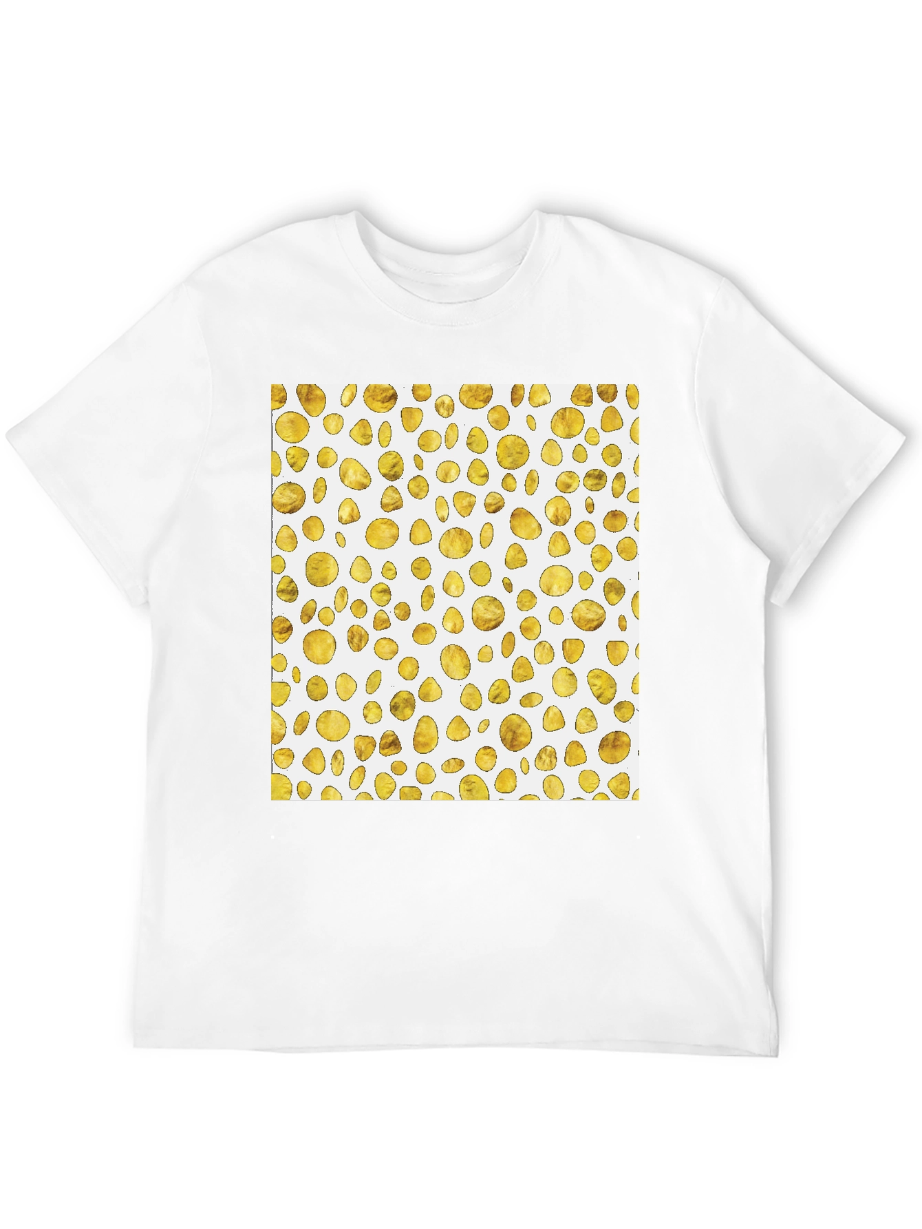 Golden Spots Pattern Black T-Shirt