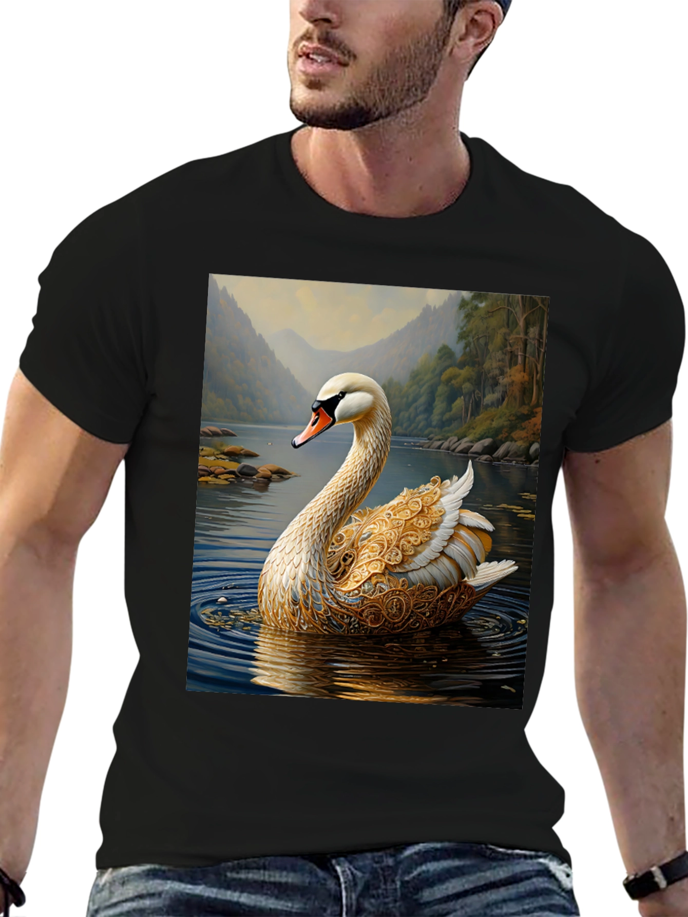 Swan Lake Graphic Tee - Elegant Nature Design