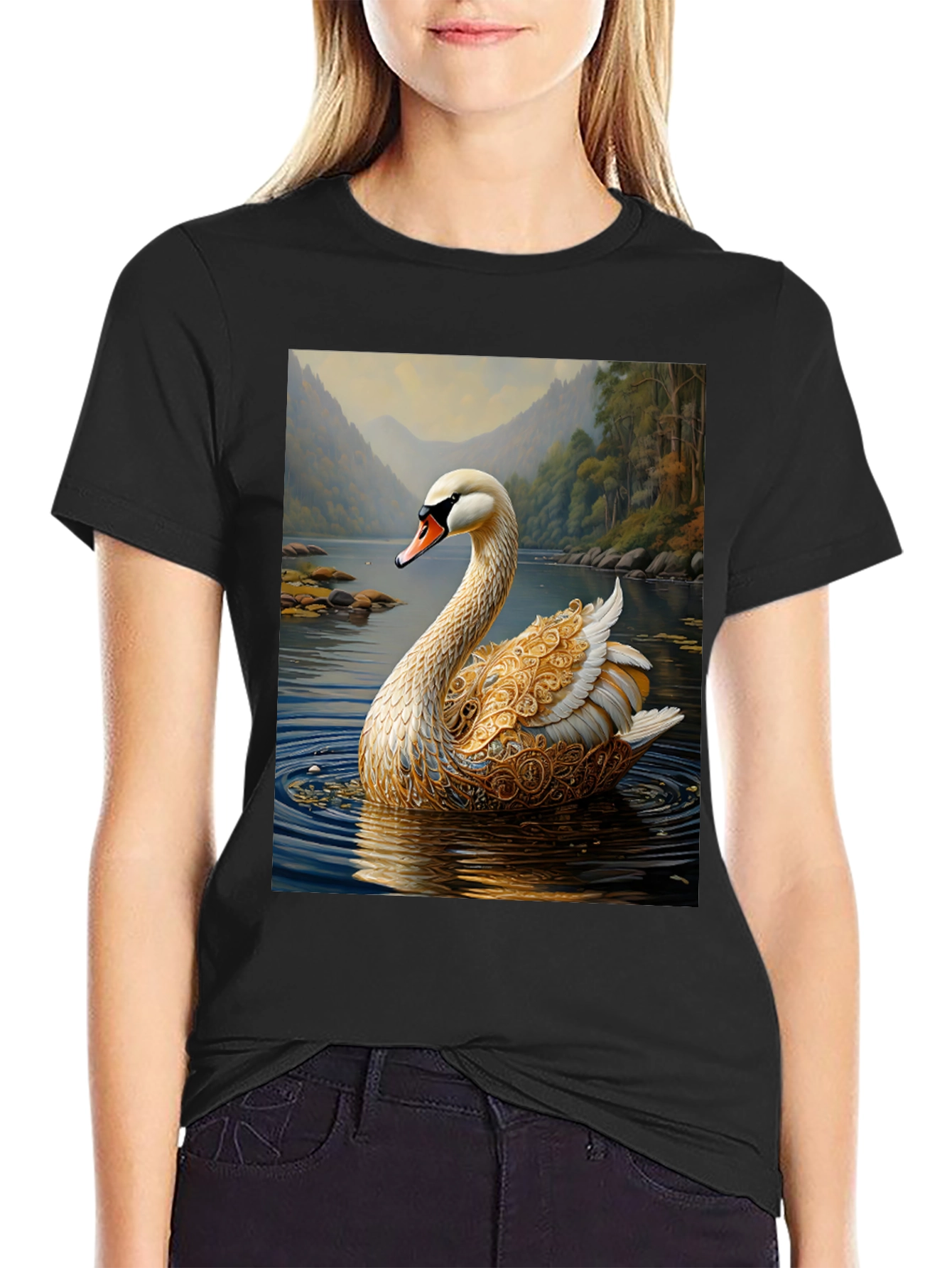 Swan Lake Graphic Tee - Elegant Nature Design
