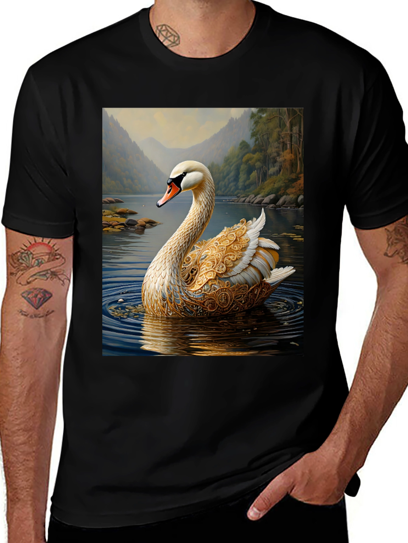 Swan Lake Graphic Tee - Elegant Nature Design