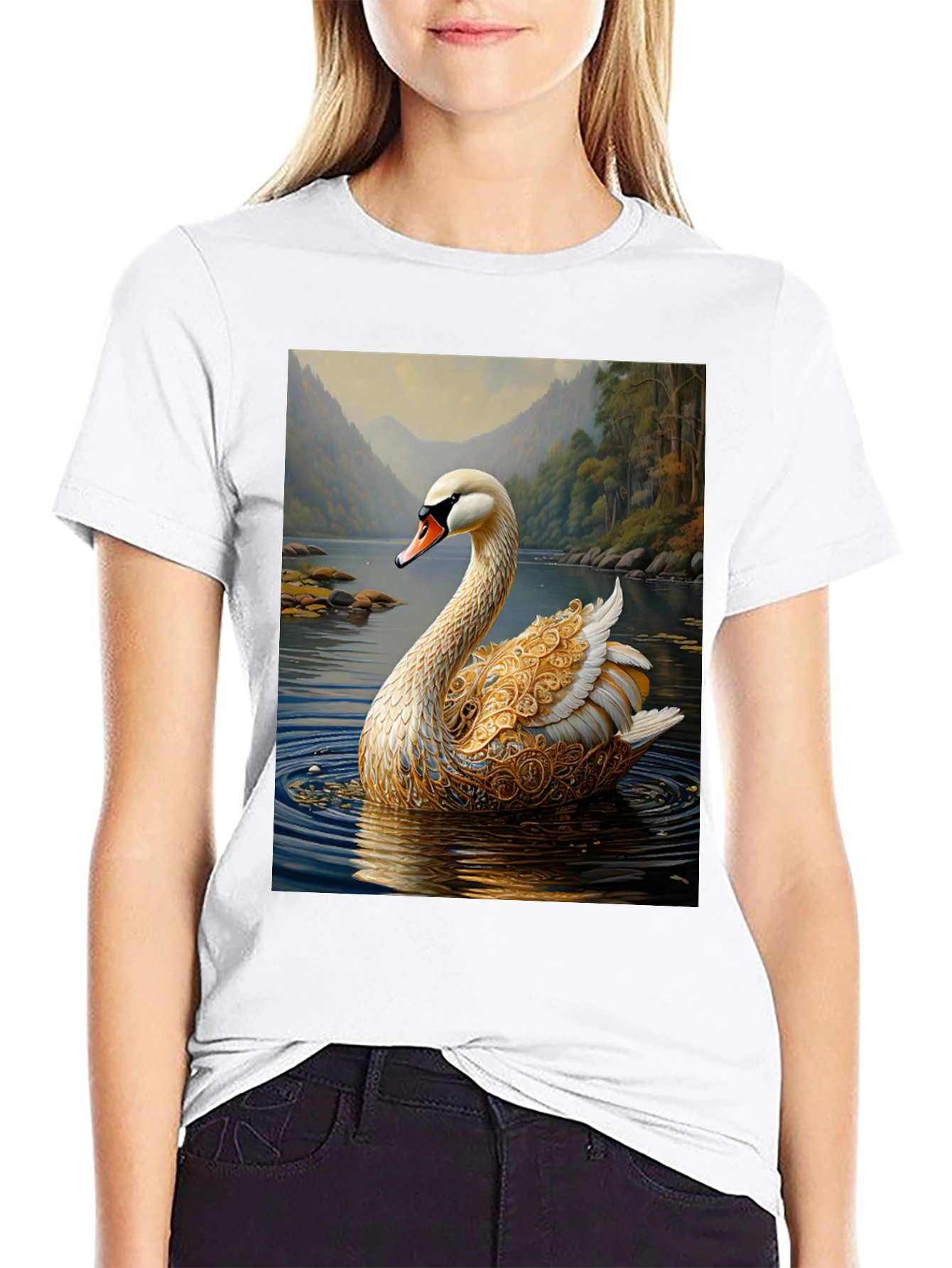 Swan Lake Graphic Tee - Elegant Nature Design