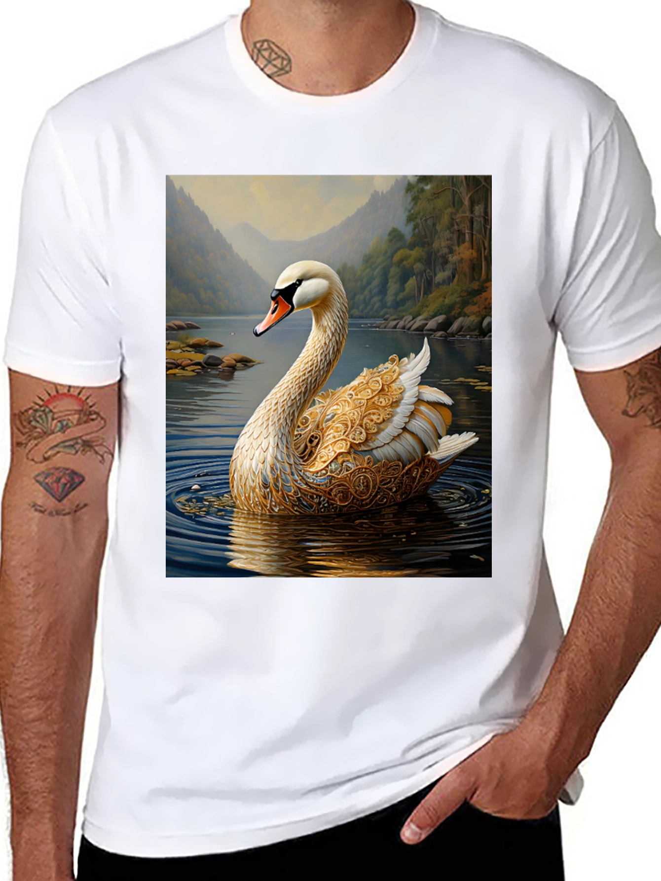 Swan Lake Graphic Tee - Elegant Nature Design