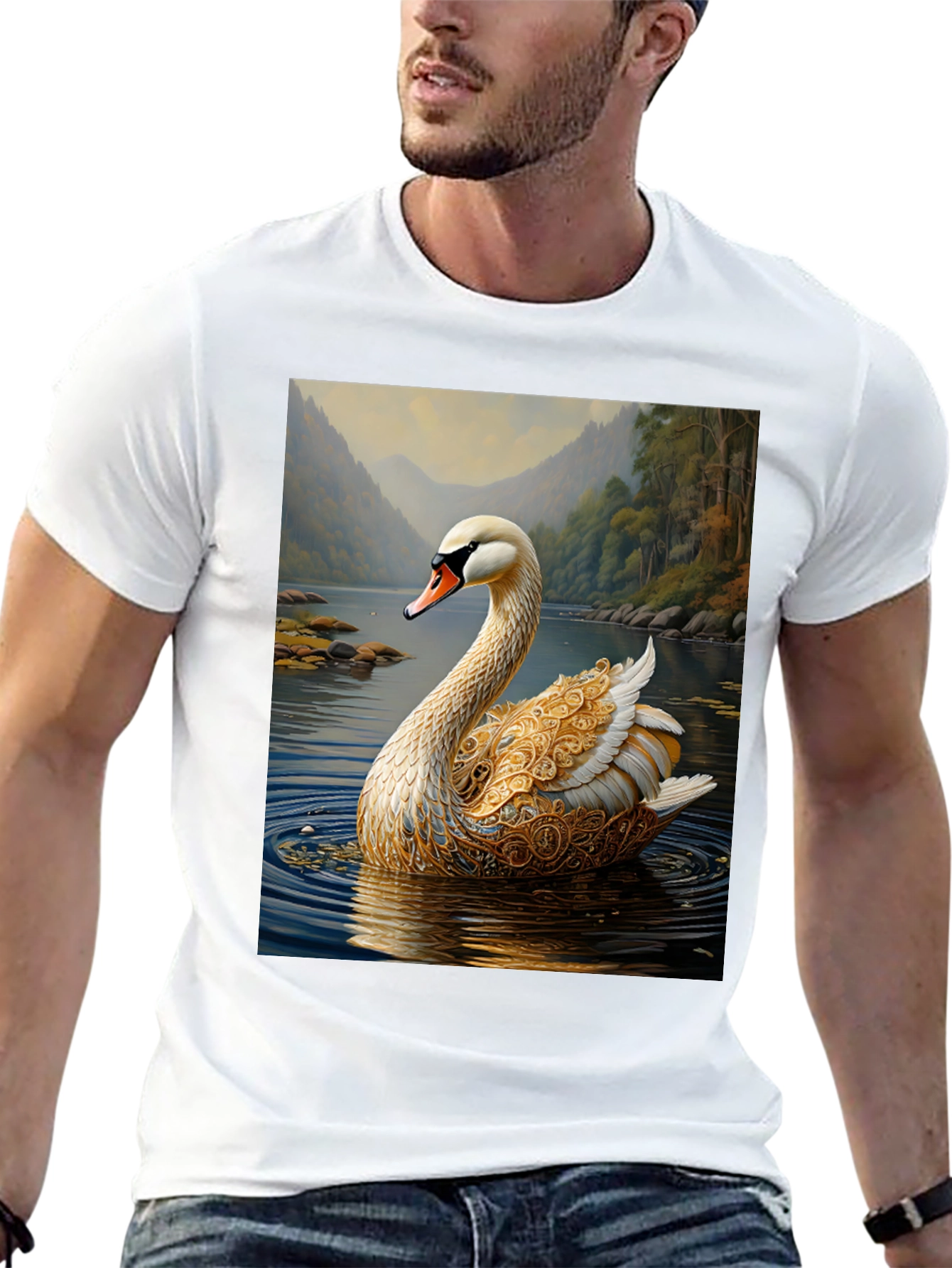 Swan Lake Graphic Tee - Elegant Nature Design