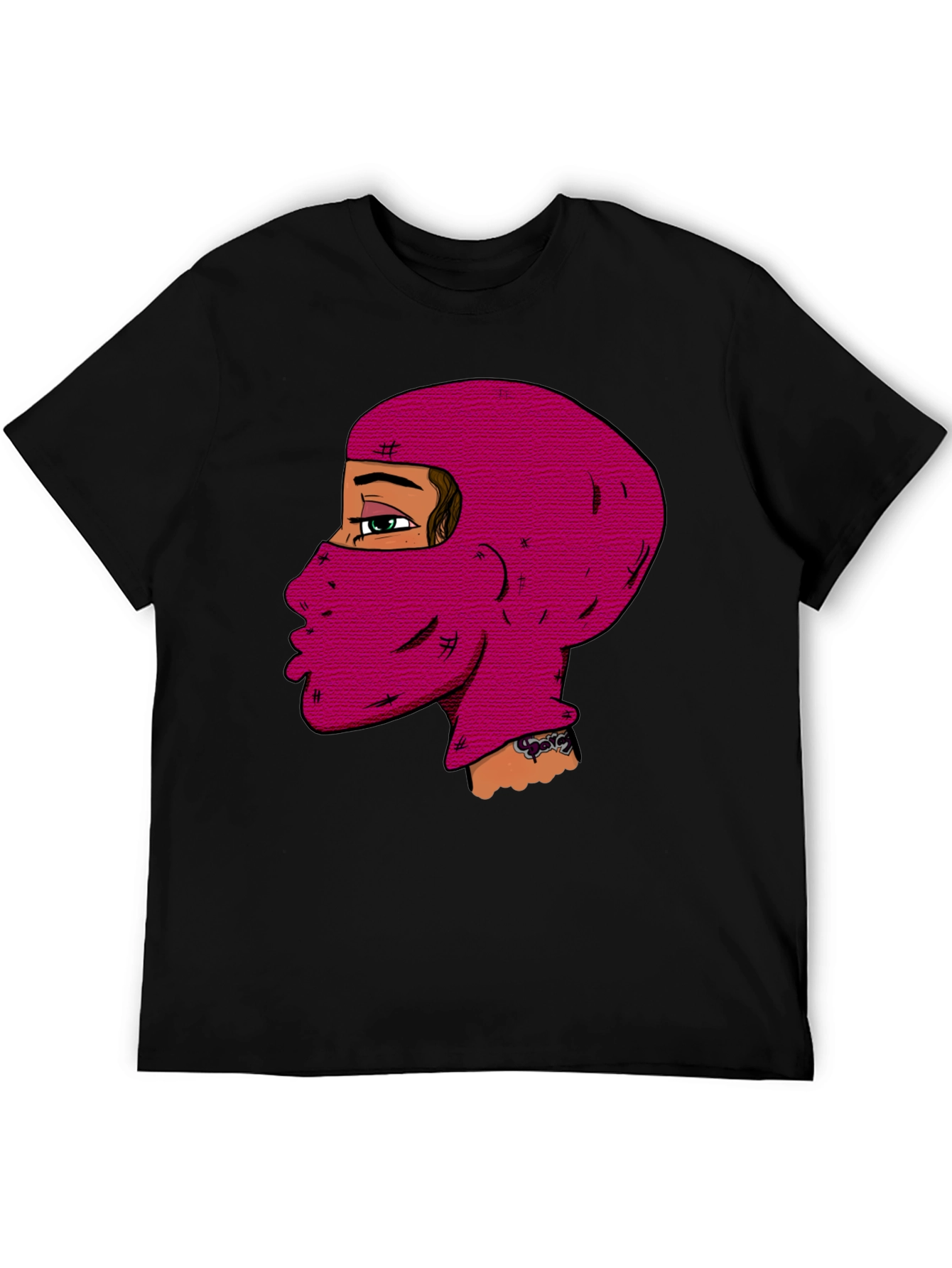 Unique Balaclava Graphic Tee - Black
