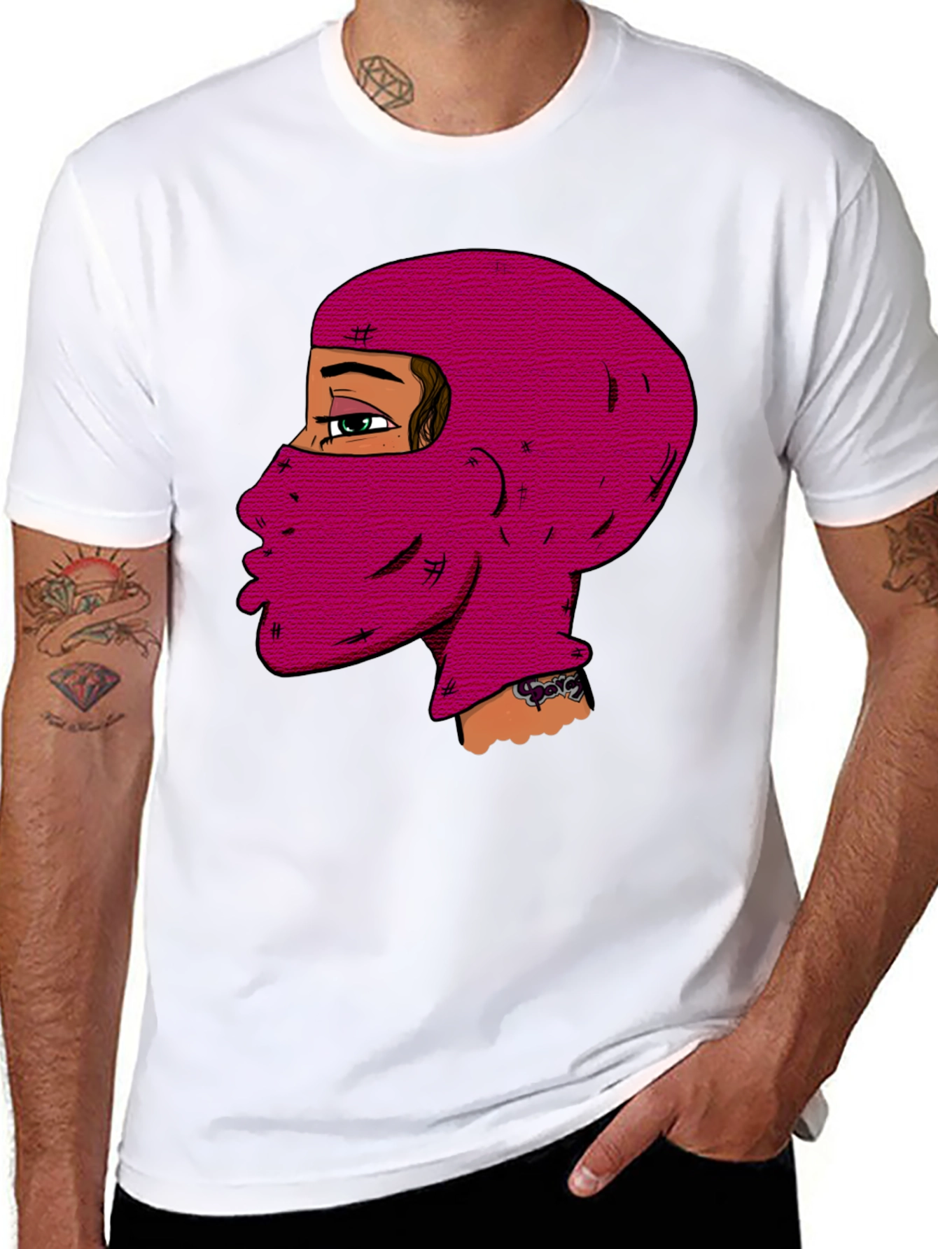 Unique Balaclava Graphic Tee - Black