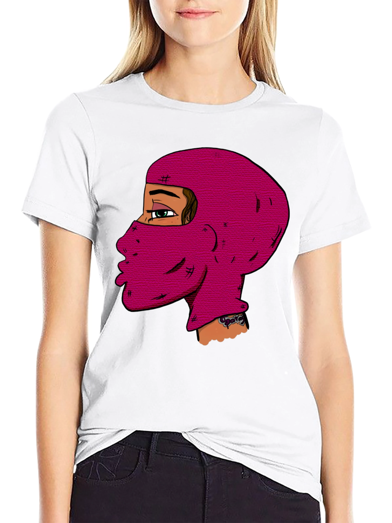 Unique Balaclava Graphic Tee - Black