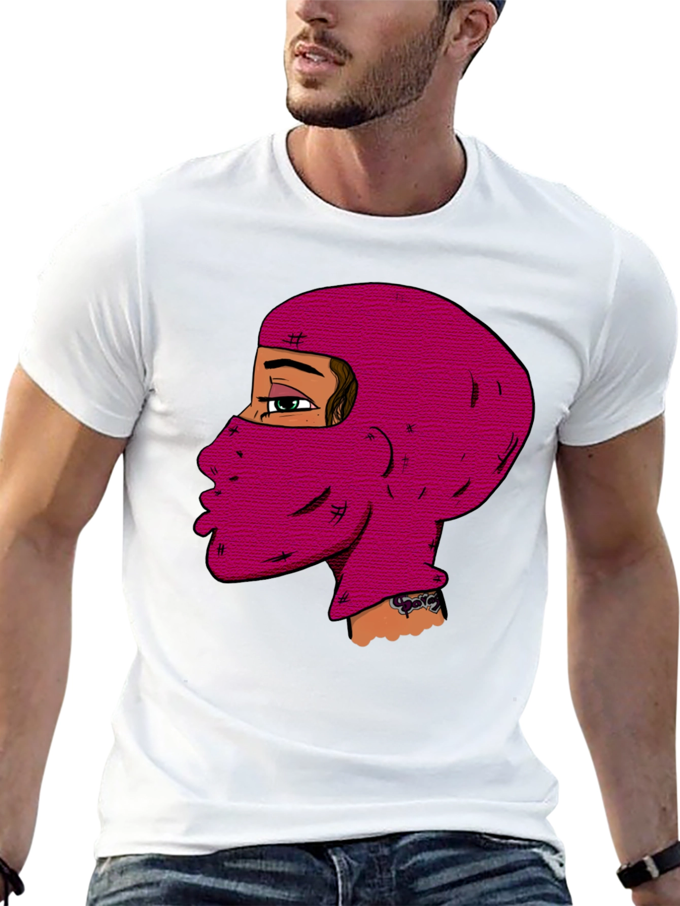 Unique Balaclava Graphic Tee - Black