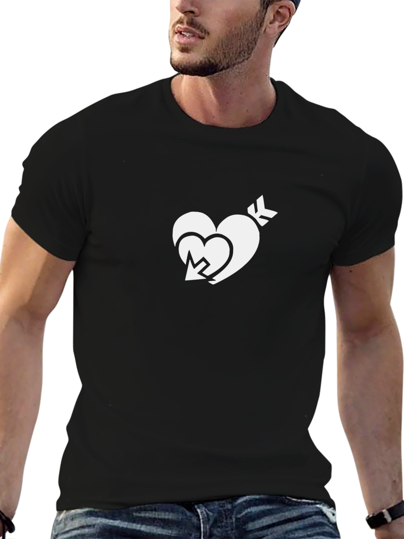 Heart & Arrow Graphic Black T-Shirt