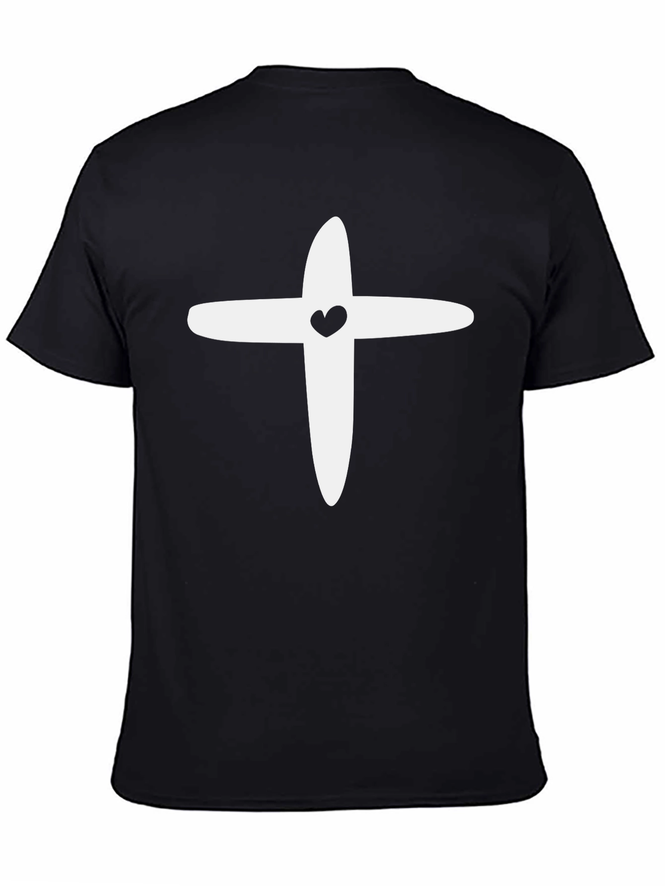 Heart Cross Graphic Tee - Stylish Black T-Shirt