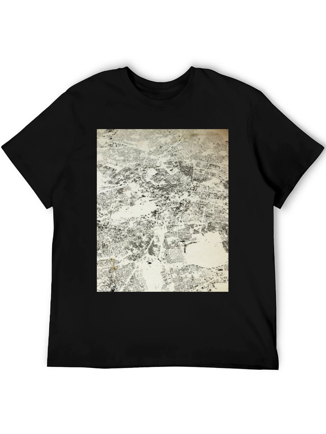 Urban Map Graphic Tee - Black Cotton T-Shirt