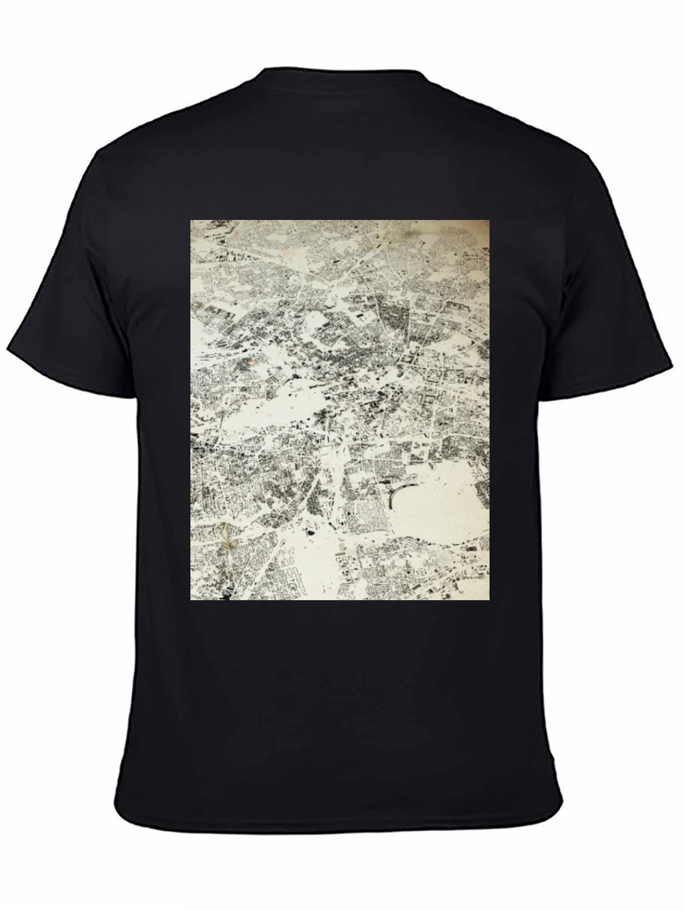 Urban Map Graphic Tee - Black Cotton T-Shirt