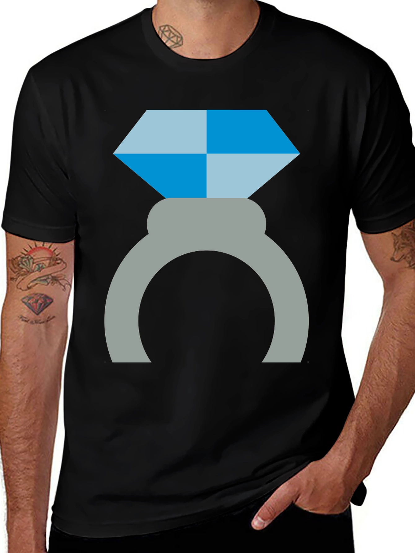 Diamond Ring Graphic Tee - Engagement Proposal Shirt