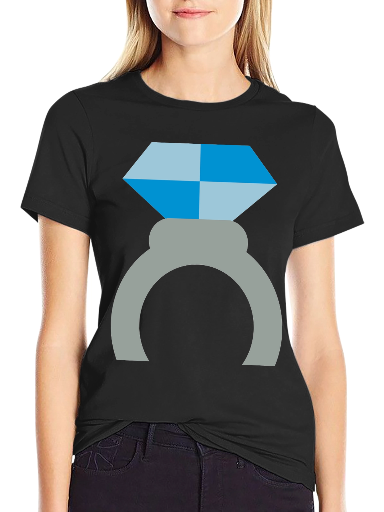Diamond Ring Graphic Tee - Engagement Proposal Shirt