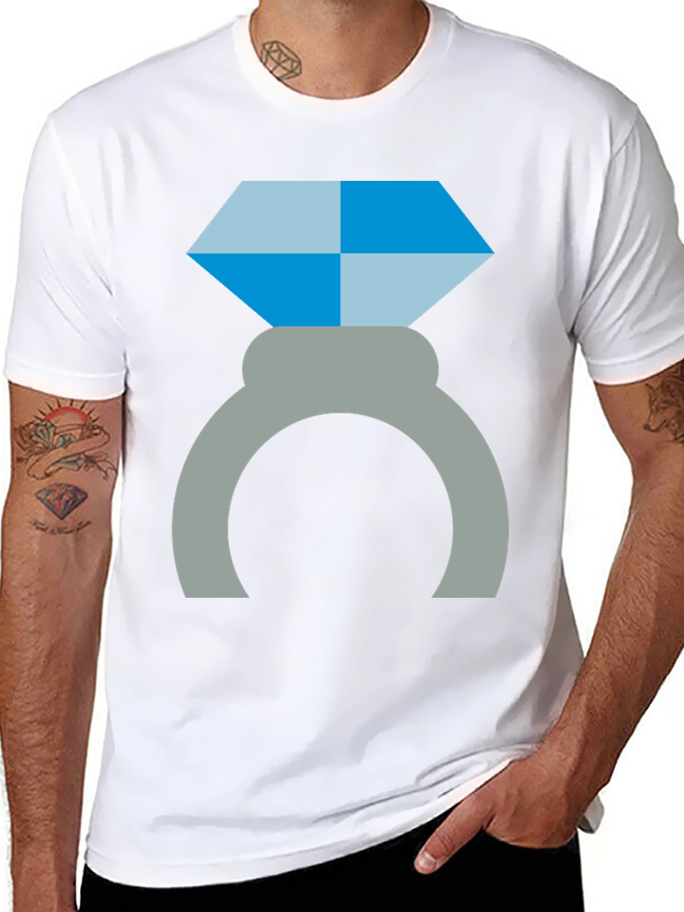 Diamond Ring Graphic Tee - Engagement Proposal Shirt