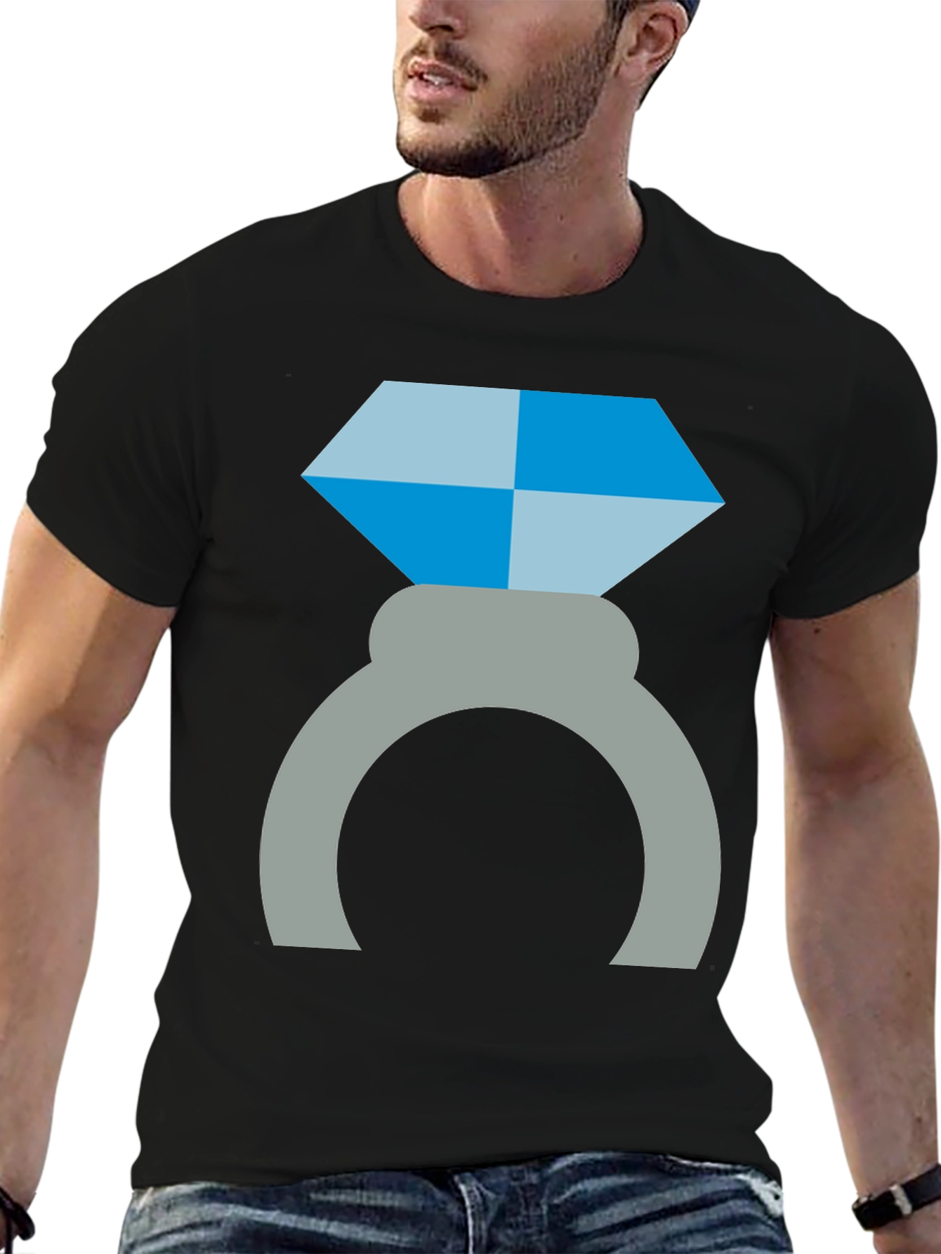 Diamond Ring Graphic Tee - Engagement Proposal Shirt