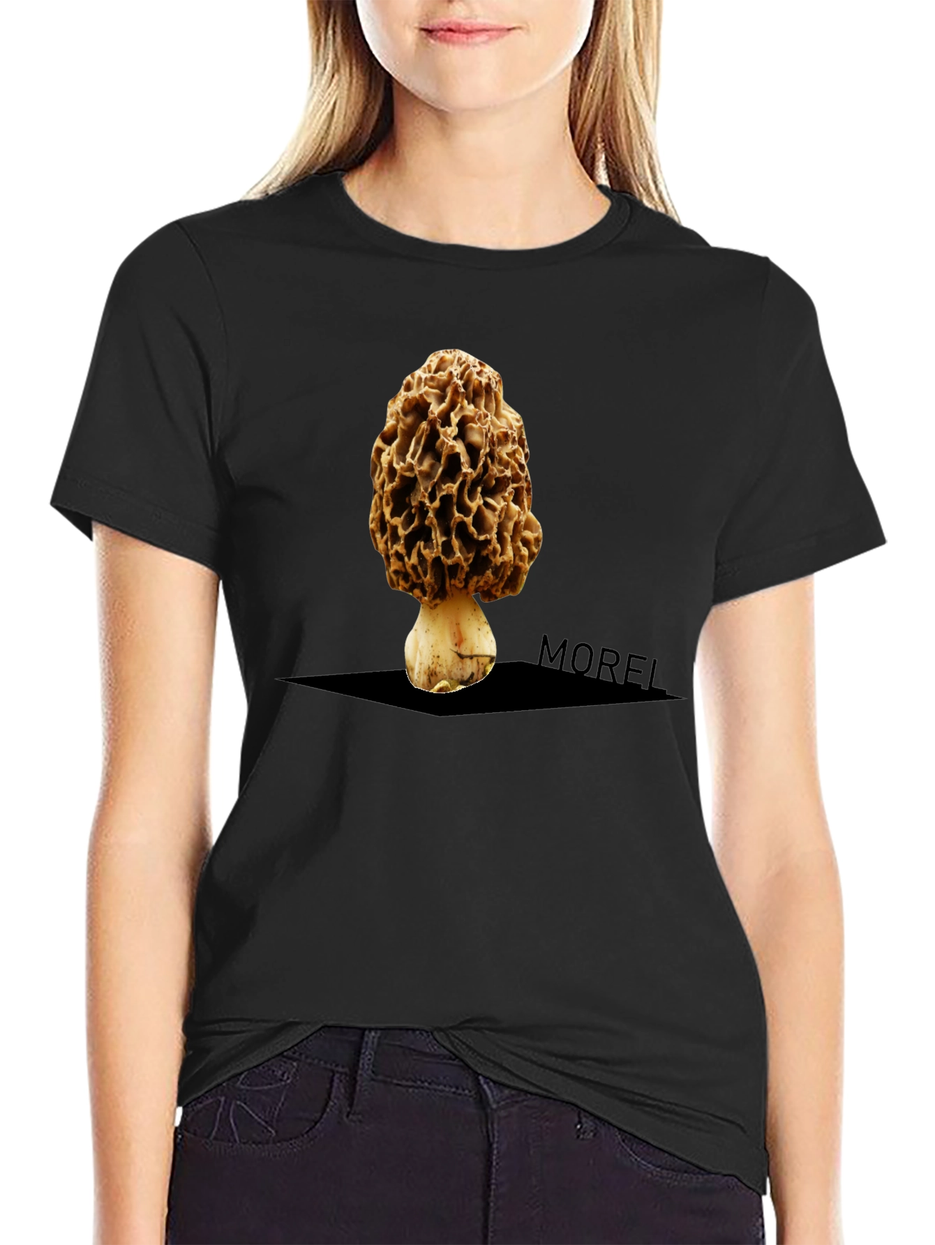 Morel Mushroom Graphic Tee - Unique Black T-Shirt