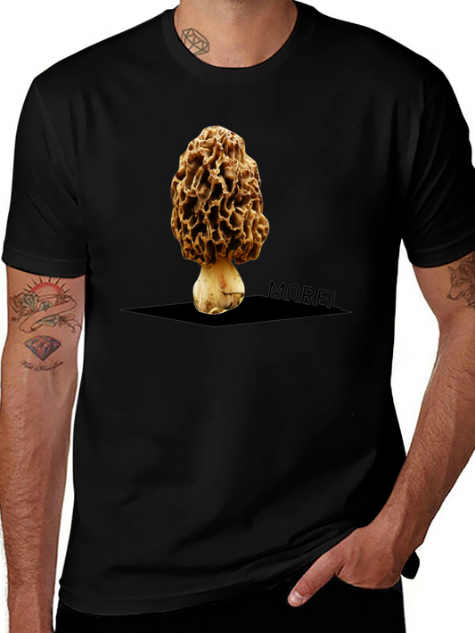Morel Mushroom Graphic Tee - Unique Black T-Shirt