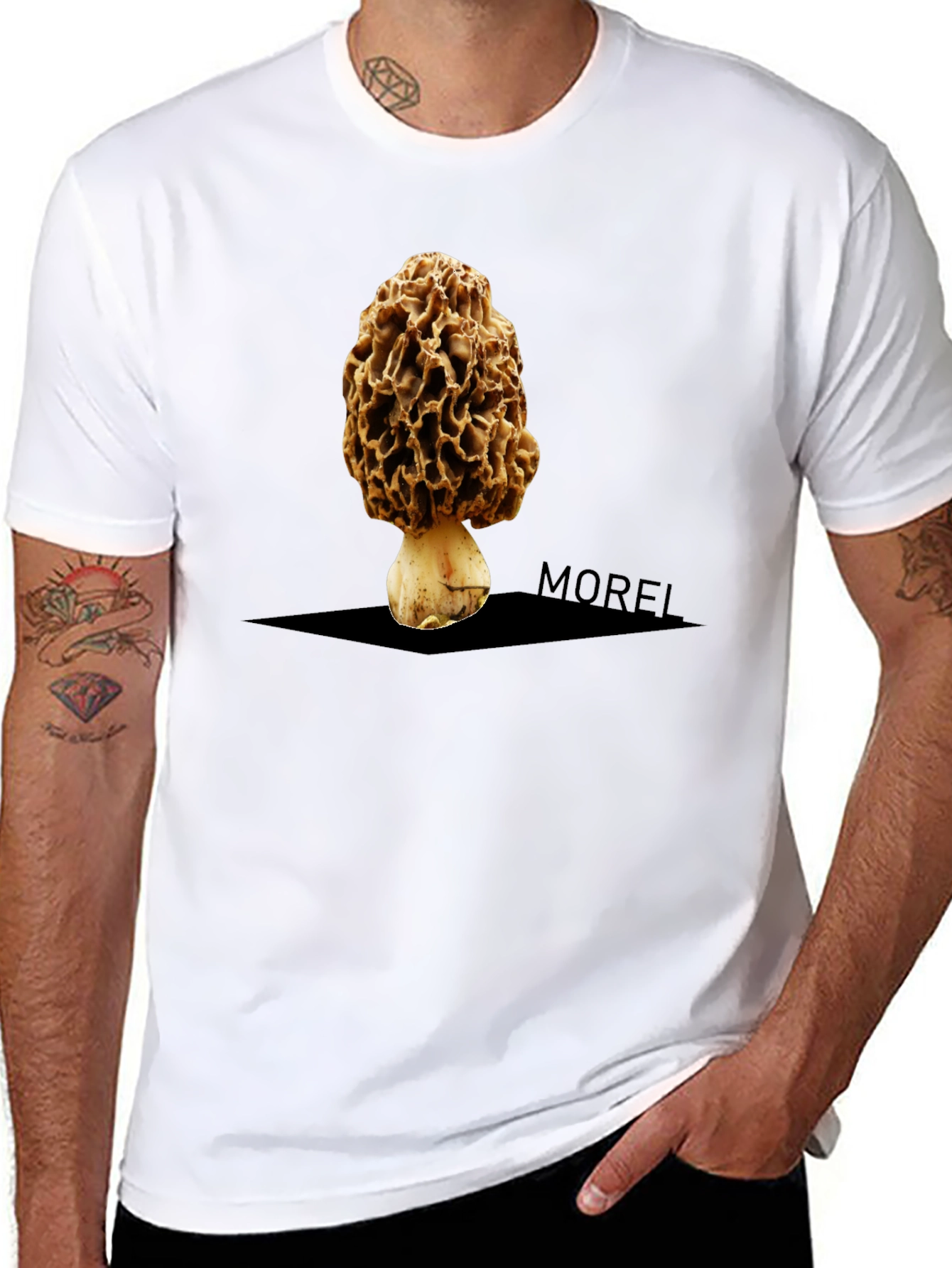 Morel Mushroom Graphic Tee - Unique Black T-Shirt
