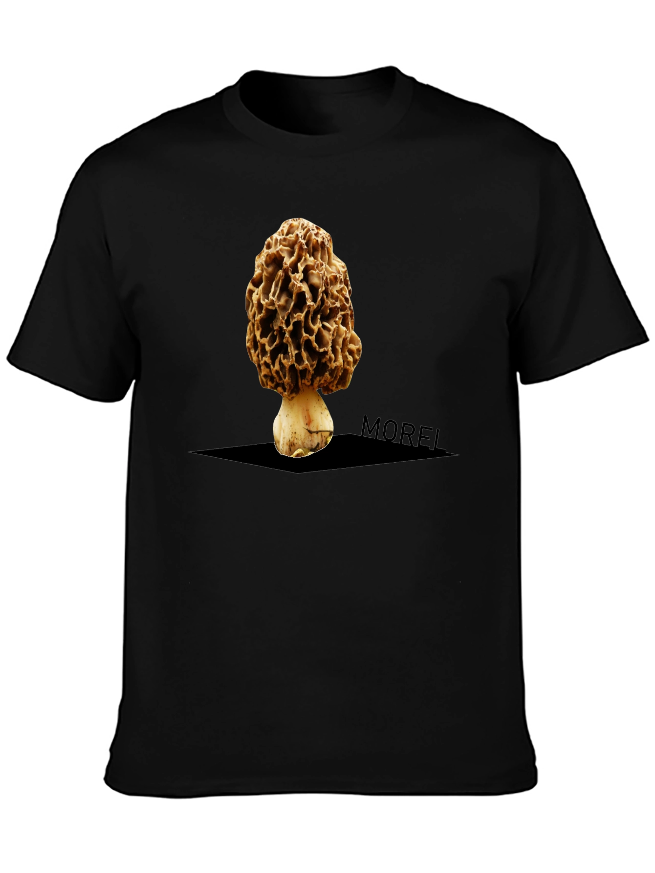 Morel Mushroom Graphic Tee - Unique Black T-Shirt
