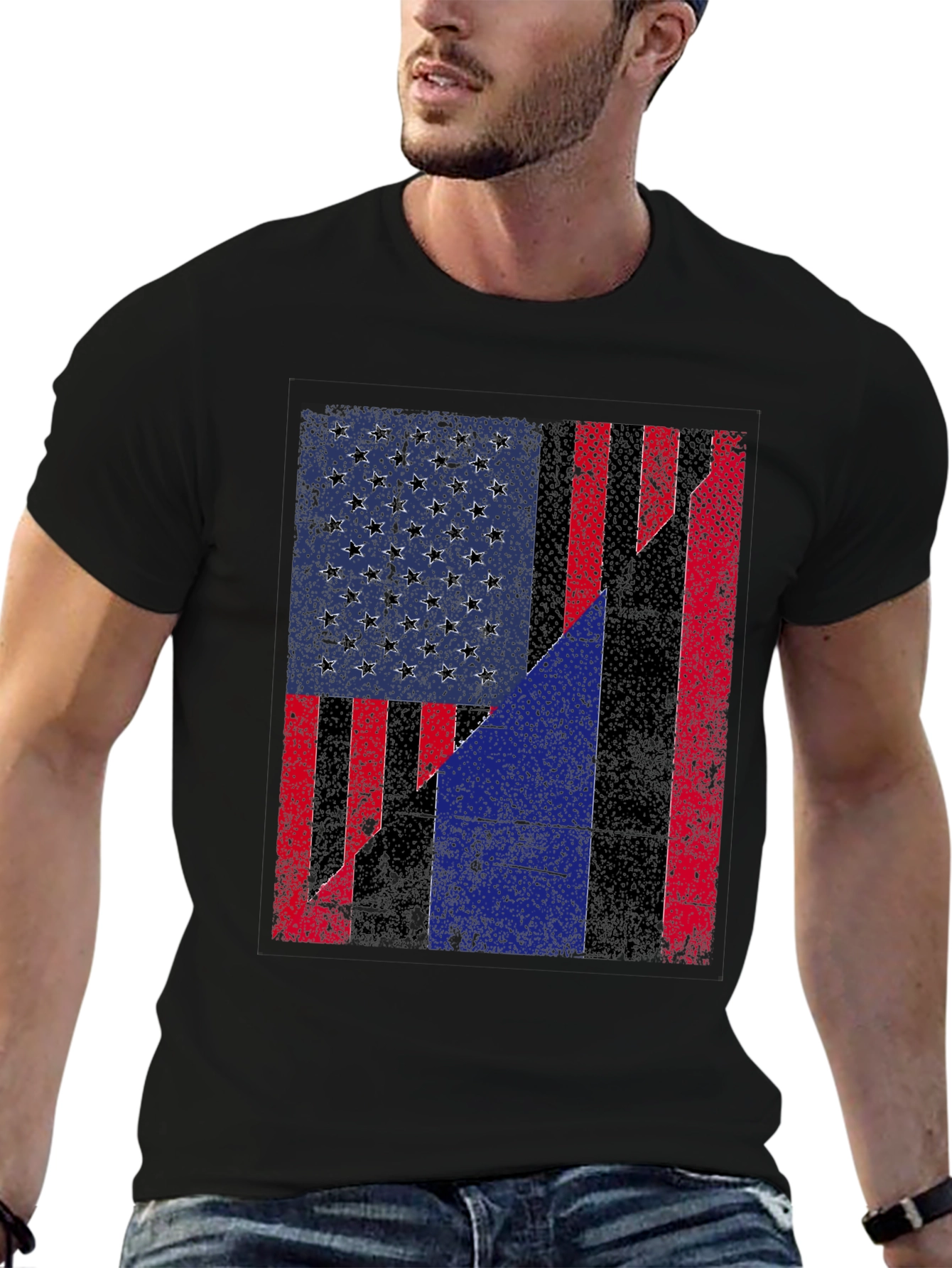 American Flag Distressed Graphic Tee