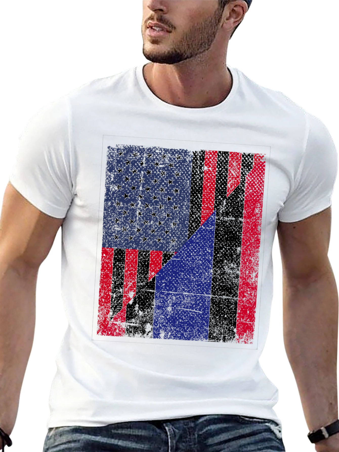 American Flag Distressed Graphic Tee