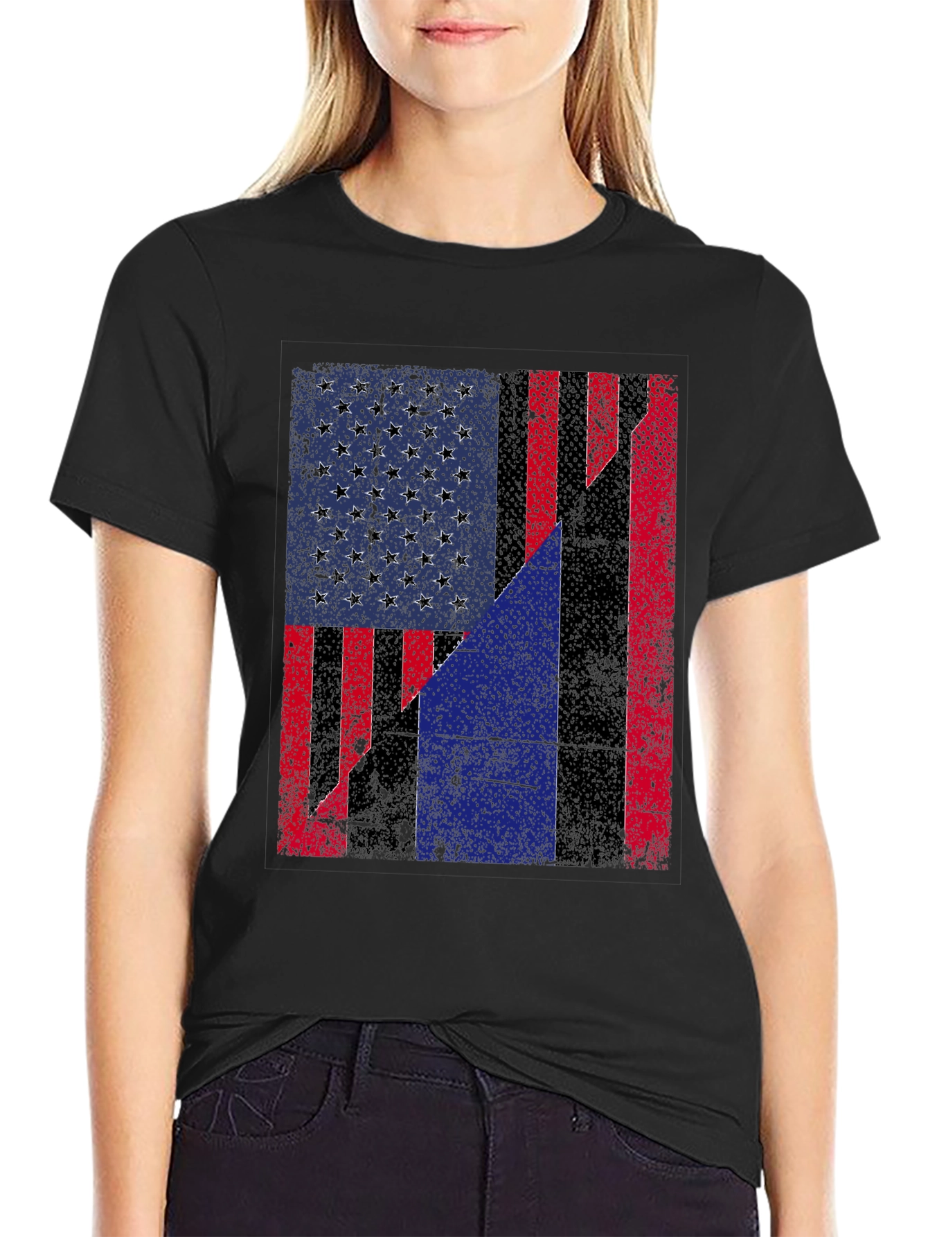 American Flag Distressed Graphic Tee