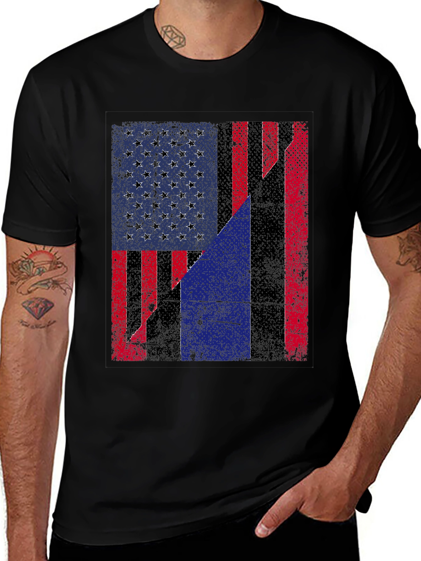 American Flag Distressed Graphic Tee
