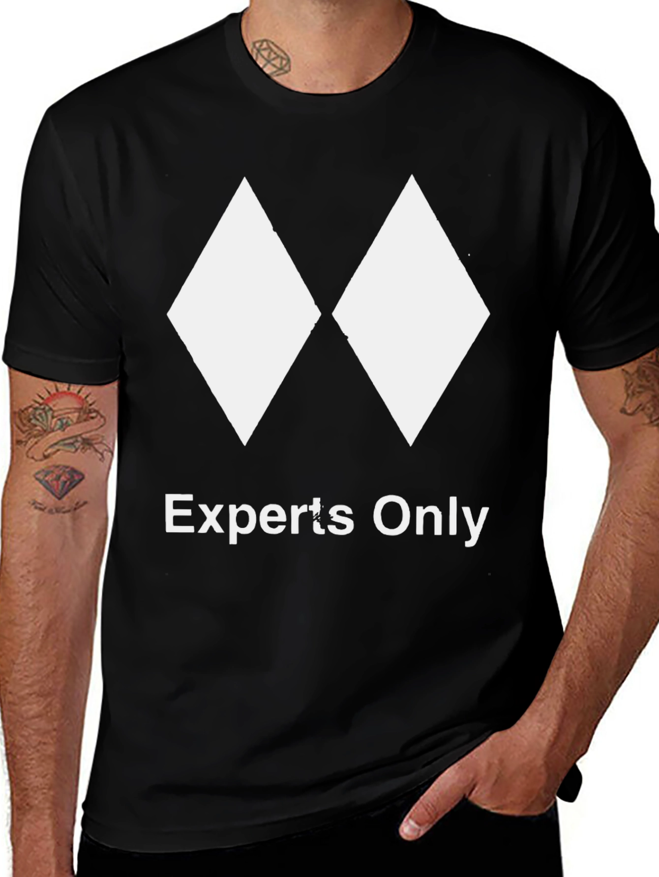 Experts Only Black T-Shirt - Diamond Ski Design