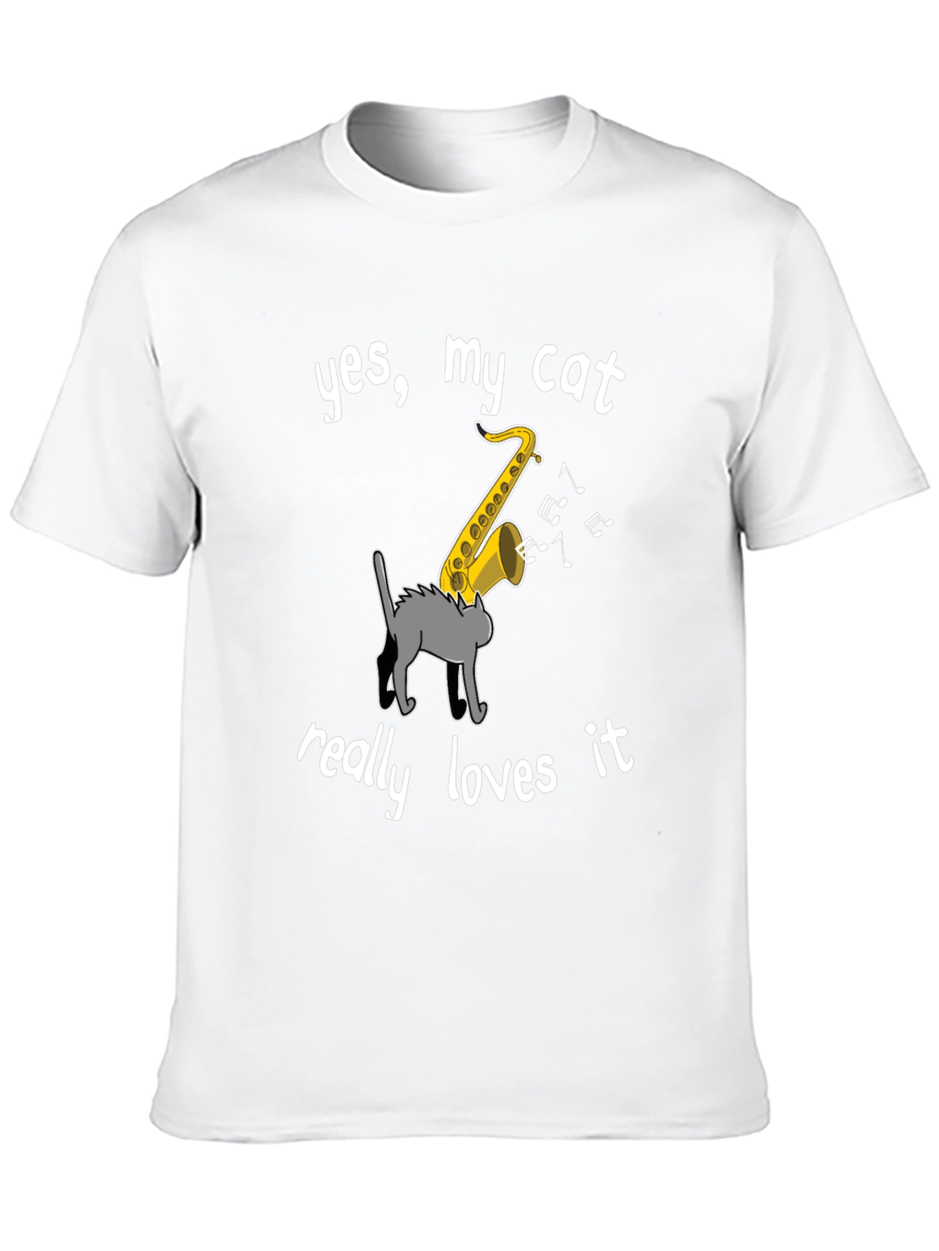 Cat Loves Saxophone T-Shirt - Funny Music Tee