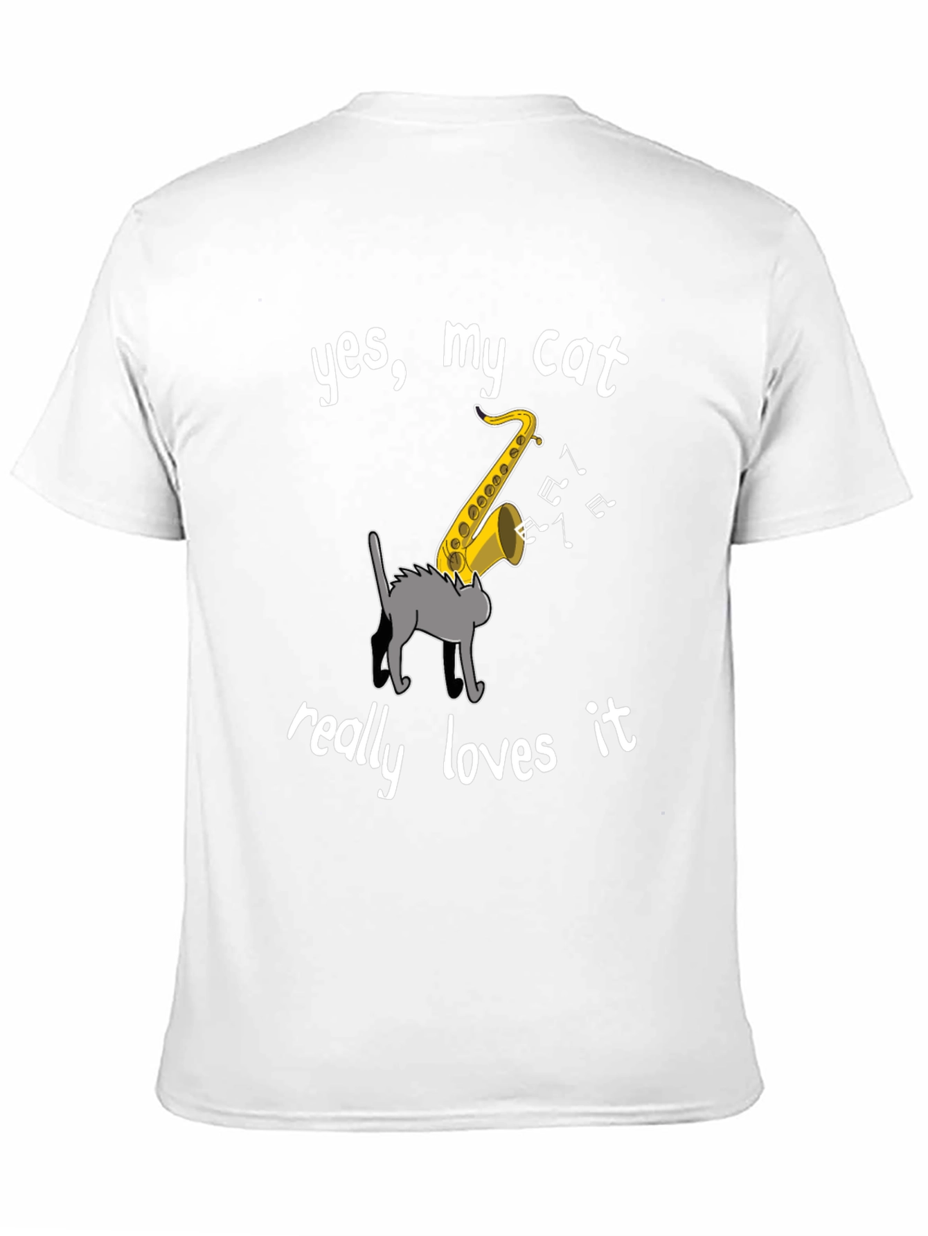 Cat Loves Saxophone T-Shirt - Funny Music Tee