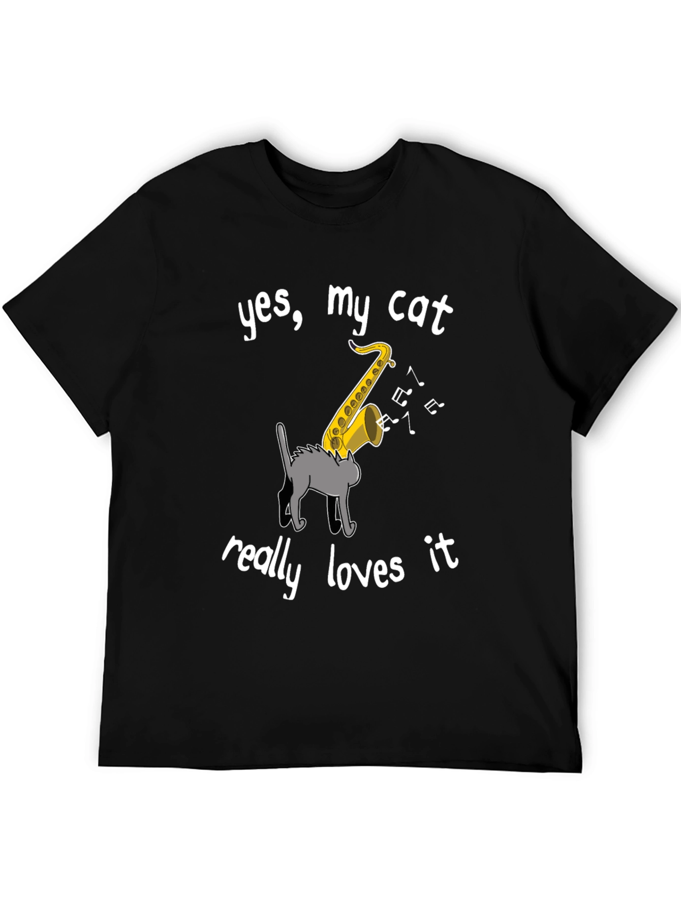 Cat Loves Saxophone T-Shirt - Funny Music Tee