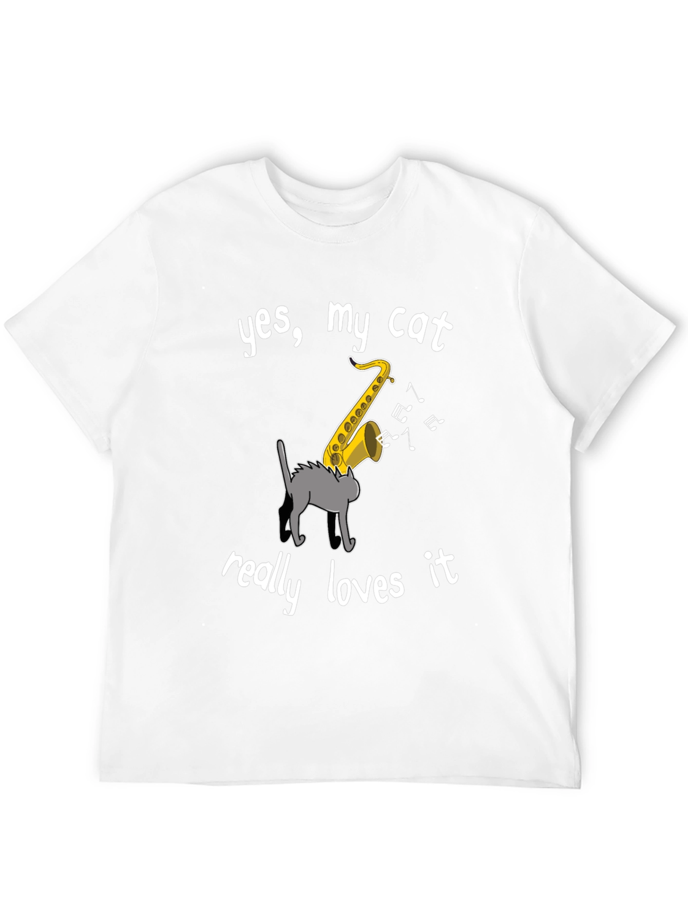 Cat Loves Saxophone T-Shirt - Funny Music Tee