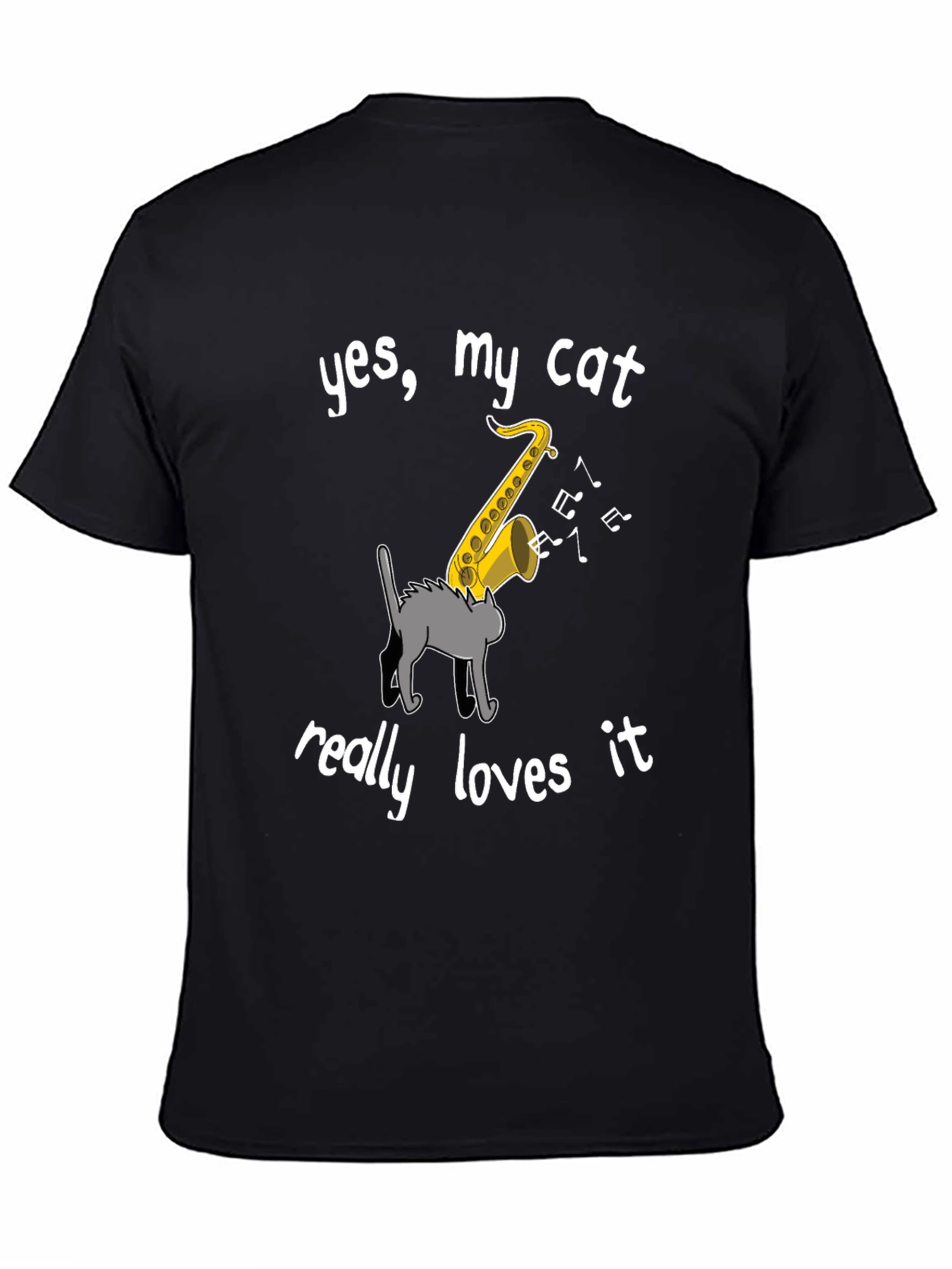 Cat Loves Saxophone T-Shirt - Funny Music Tee