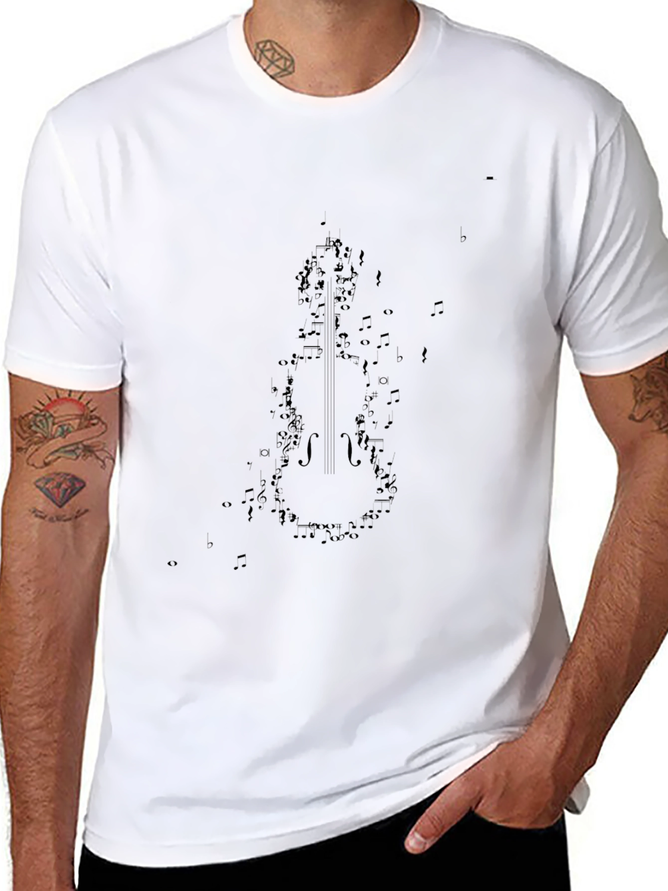 Violin Music Note T-Shirt - Black