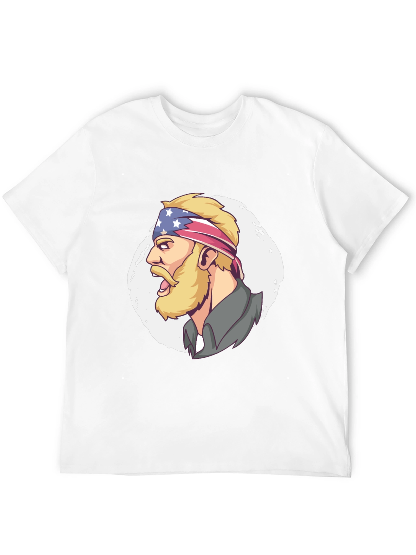 Patriotic Bearded Man Graphic T-Shirt