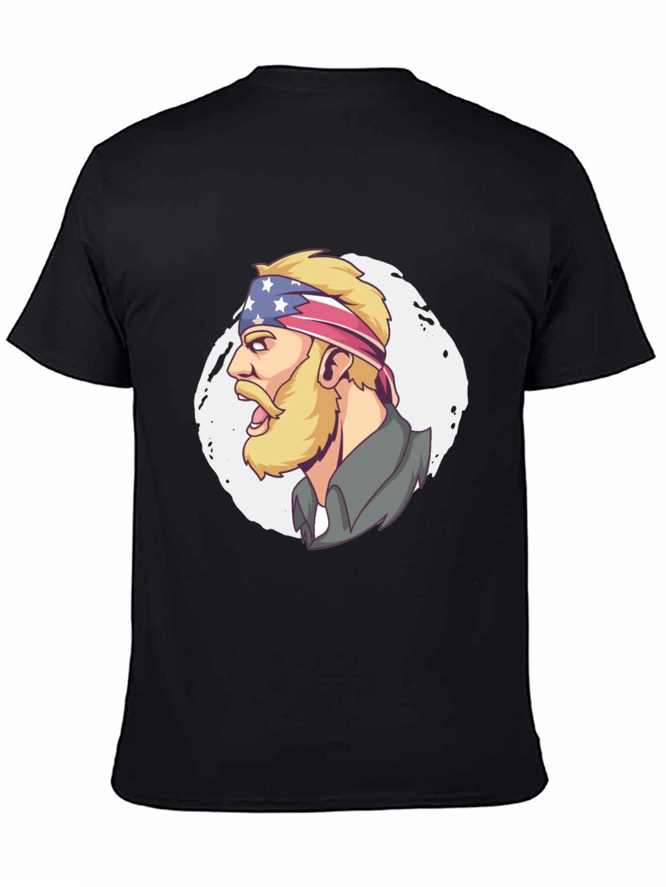 Patriotic Bearded Man Graphic T-Shirt