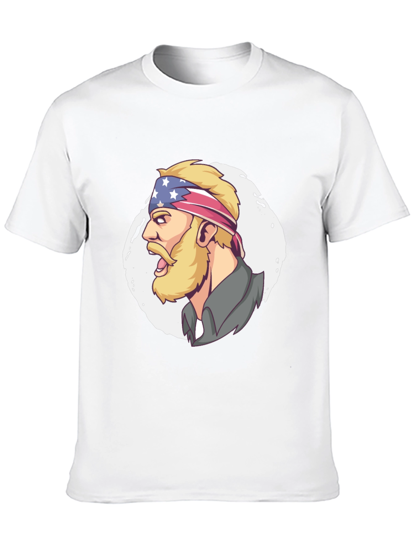 Patriotic Bearded Man Graphic T-Shirt