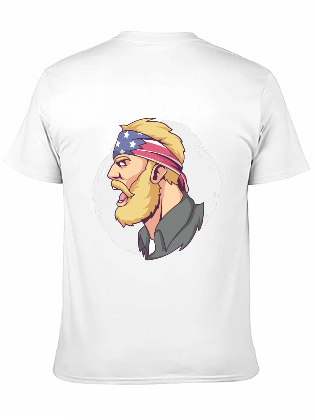 Patriotic Bearded Man Graphic T-Shirt