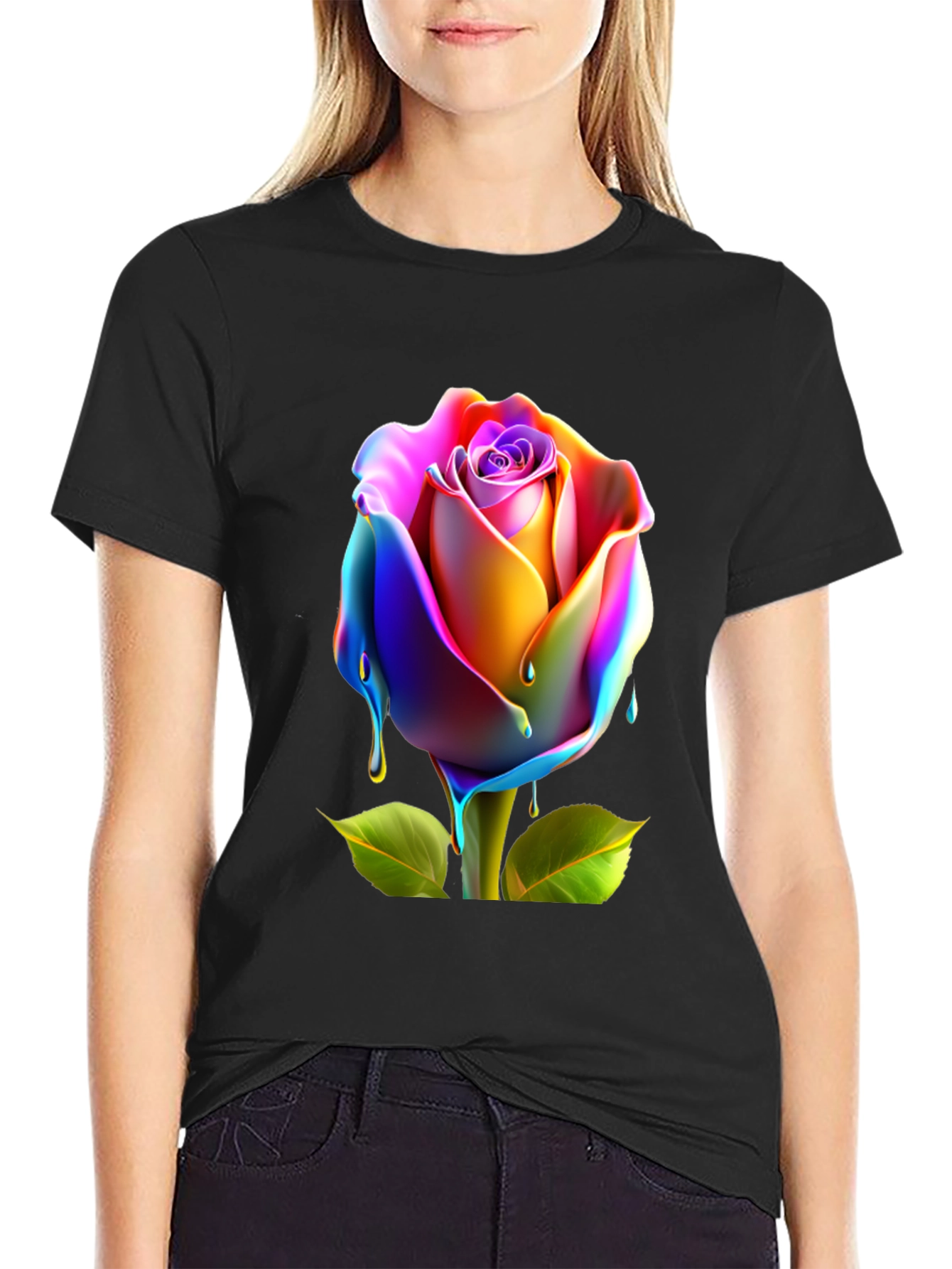 Rainbow Rose Graphic Tee