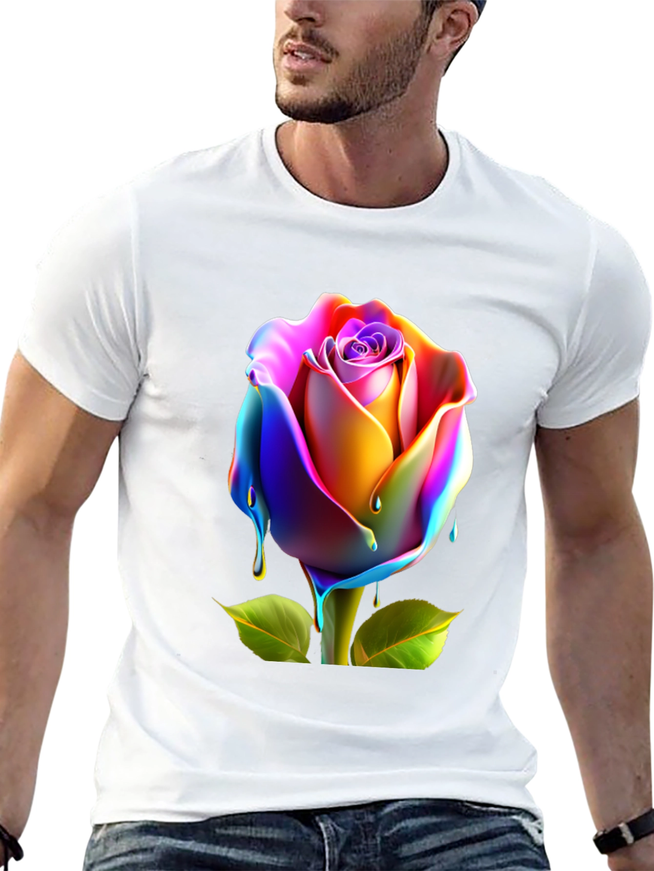 Rainbow Rose Graphic Tee