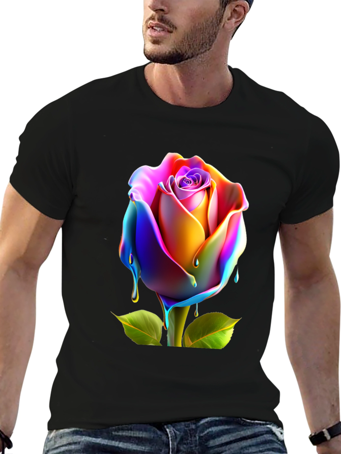 Rainbow Rose Graphic Tee