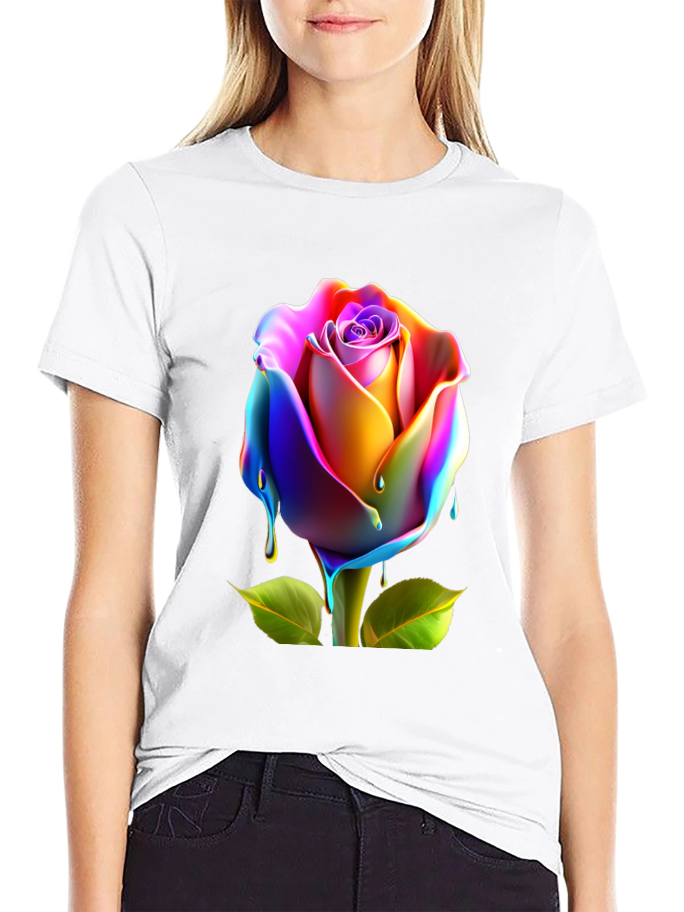 Rainbow Rose Graphic Tee