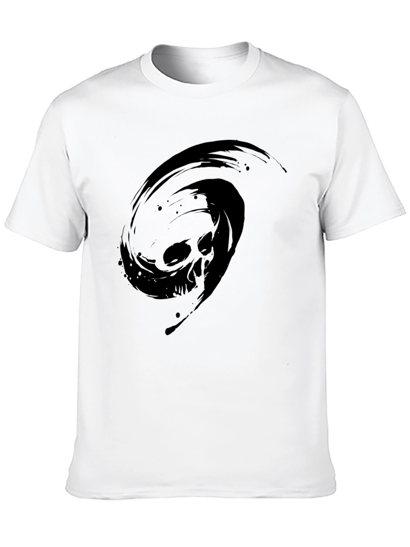Black T-Shirt with Skull Vortex Design